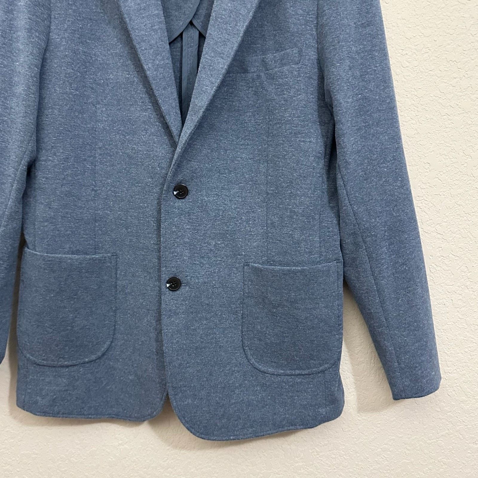 Artefact ARTEFACT Blazer Jacket Heather Blue Knit Stretch Sport Coat Size 52R - 4 Thumbnail