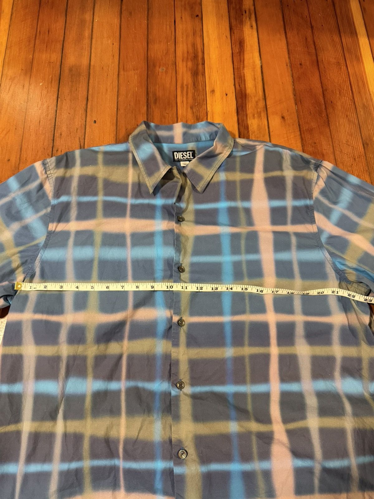 Diesel Diesel green and blue uneven checkered short sleeve button Size US XL / EU 56 / 4 - 3 Thumbnail