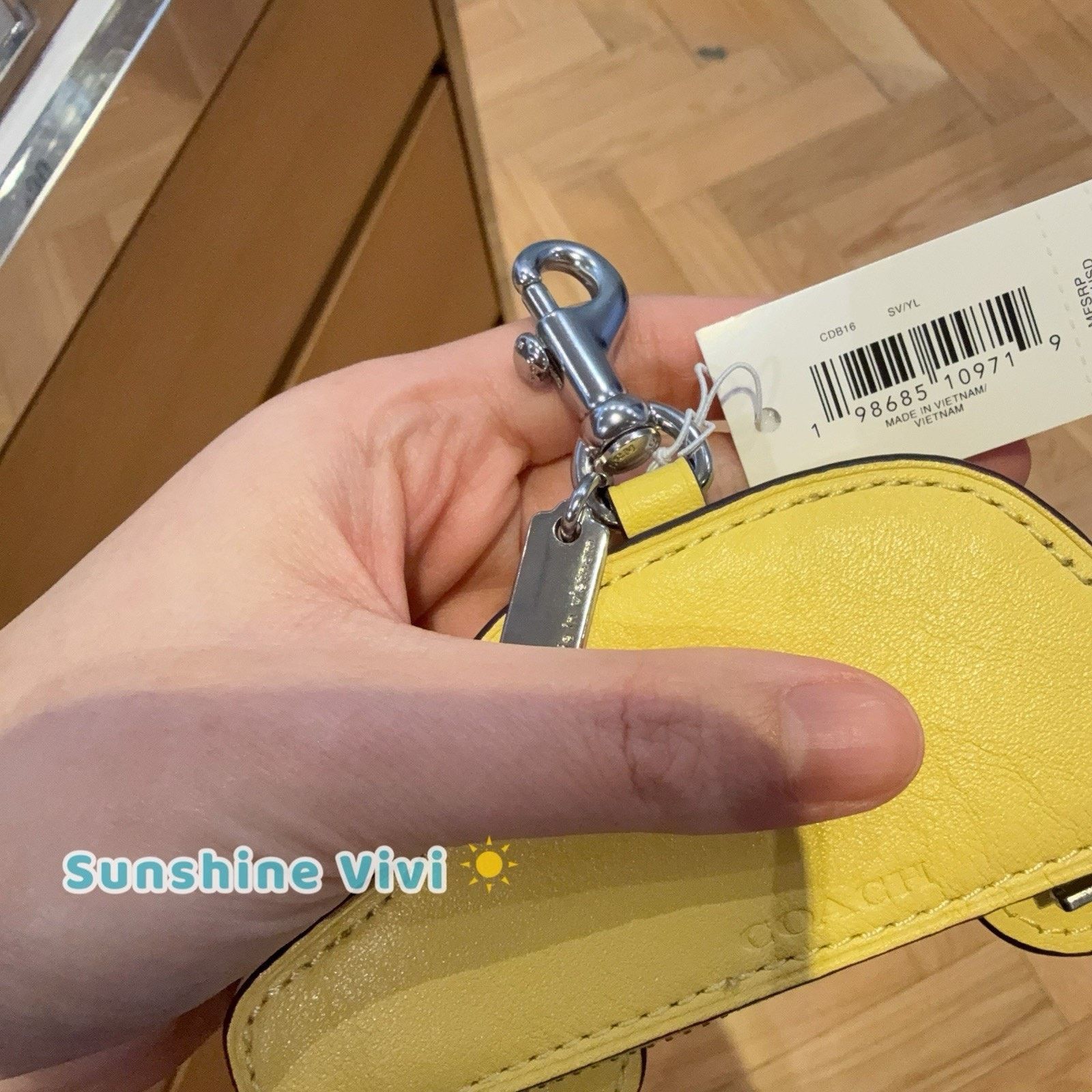 Coach NWT Coach Leather Taxi Bag Charm Silver/Yellow CDB16 Size ONE SIZE - 3 Thumbnail