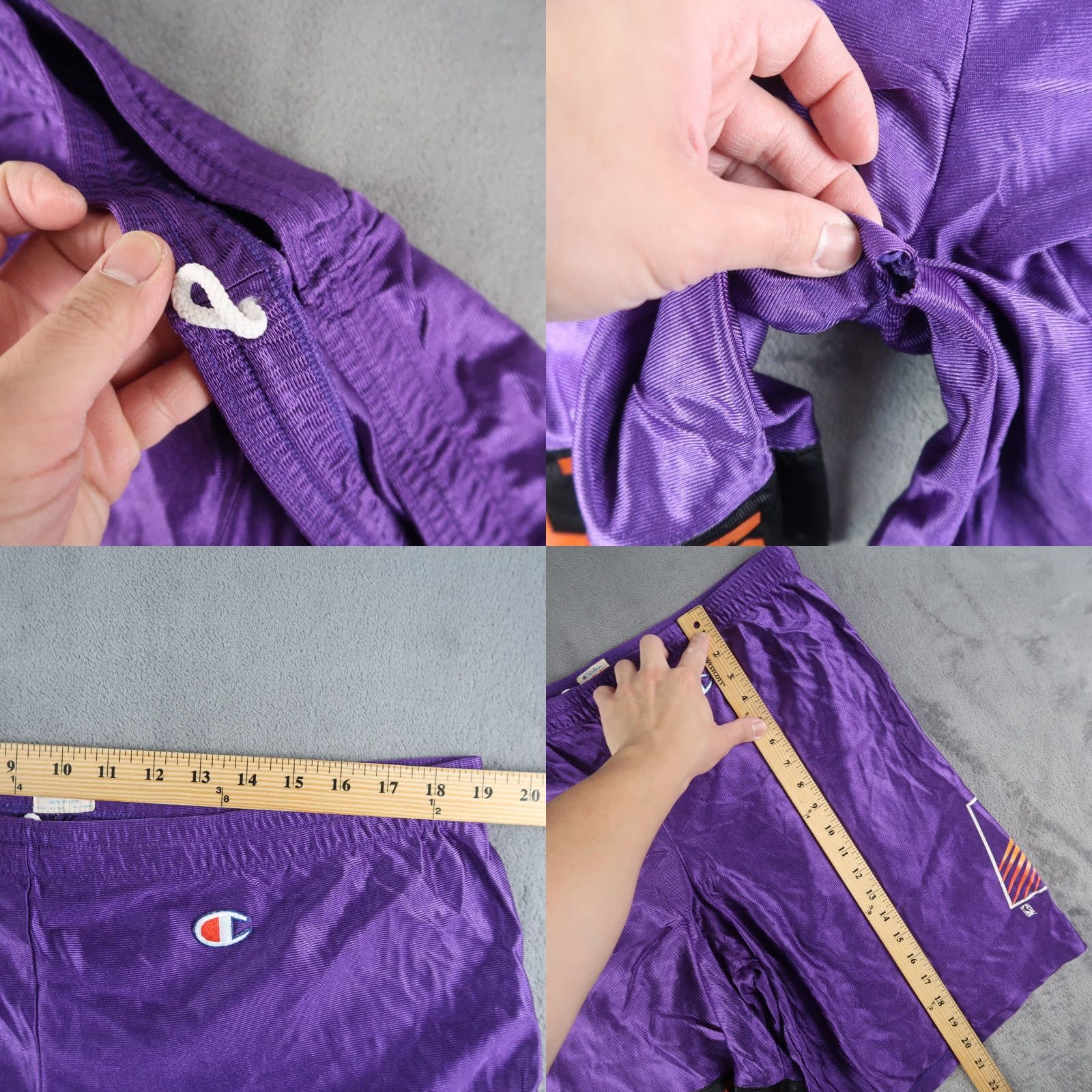 Champion VINTAGE Champion Basketball Shorts Mens XL Purple Drawstring 80s Phoenix Suns Athletic Nylon Size US 36 / EU 52 - 8 Thumbnail