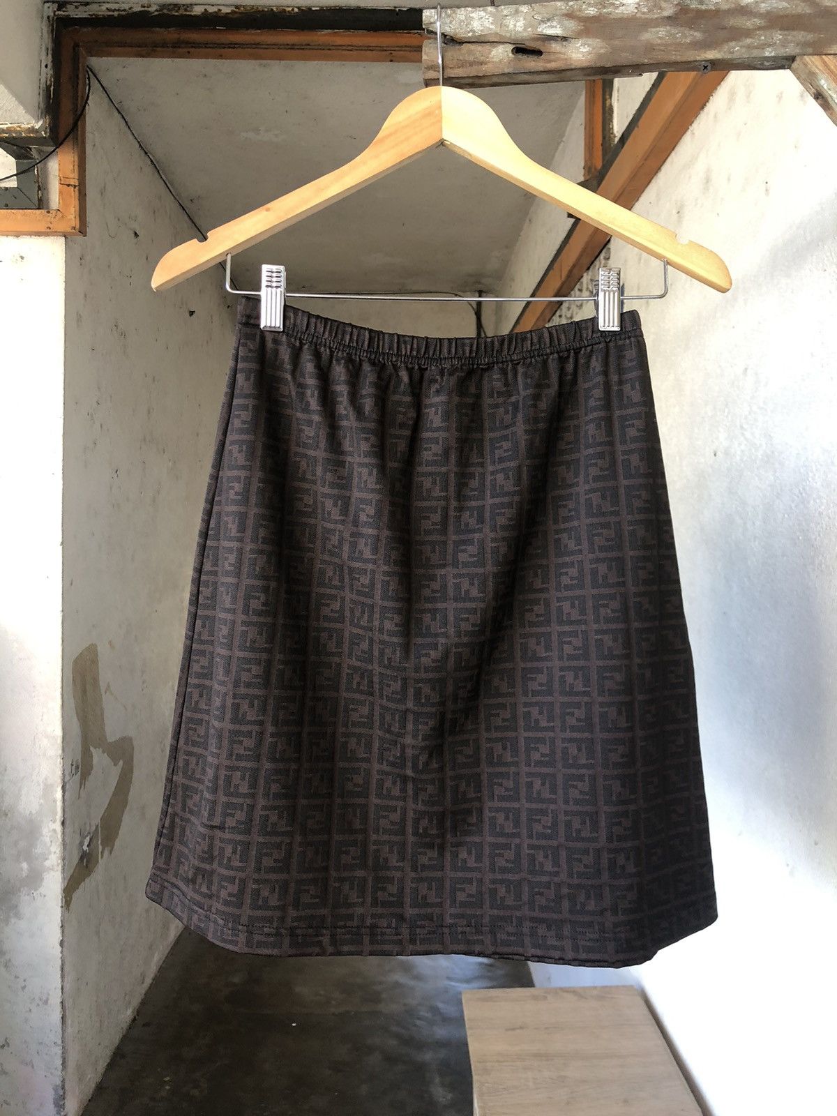 Fendi Vintage Fendi Zucca Monogram Stretchable Mini Skirt Size 30" / US 8 / IT 44 - 1 Thumbnail