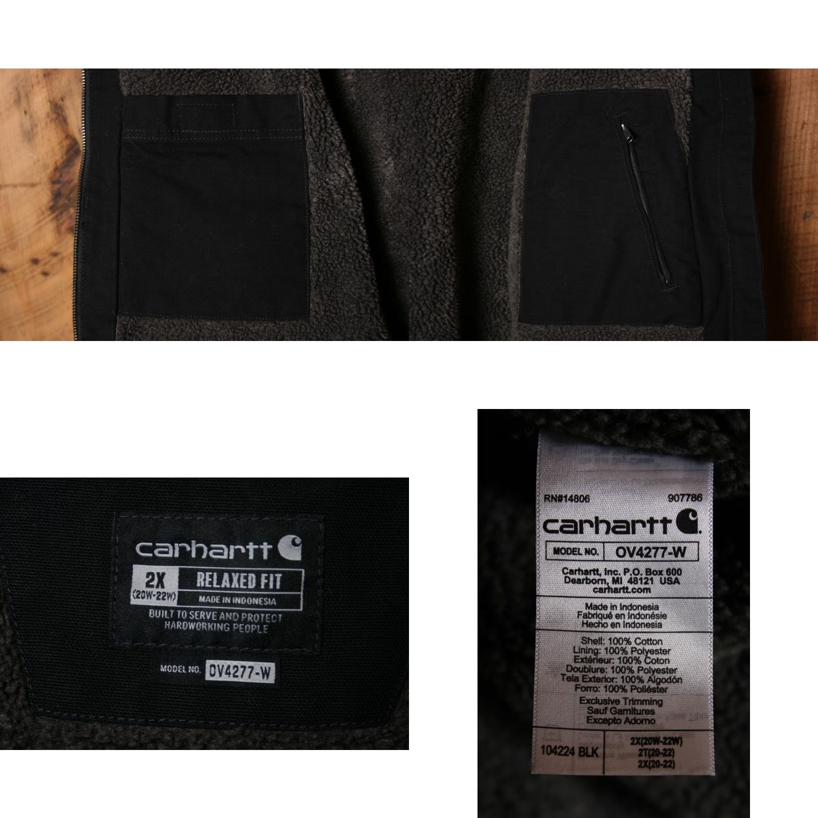 Carhartt CARHARTT Vest Women's Relaxed Fit Black Canvas Fleece Lined 2X (20W-22W) Size XXL / US 16-18 / IT 52-54 - 8 Thumbnail