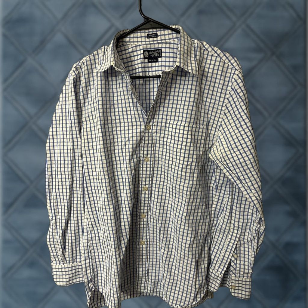 J.Crew VINTAGE J.CREW Shirt Long Sleeve 80s Check Blue M Adult Medium Button-Up Pockets Mens Size US M / EU 48-50 / 2 - 1 Thumbnail