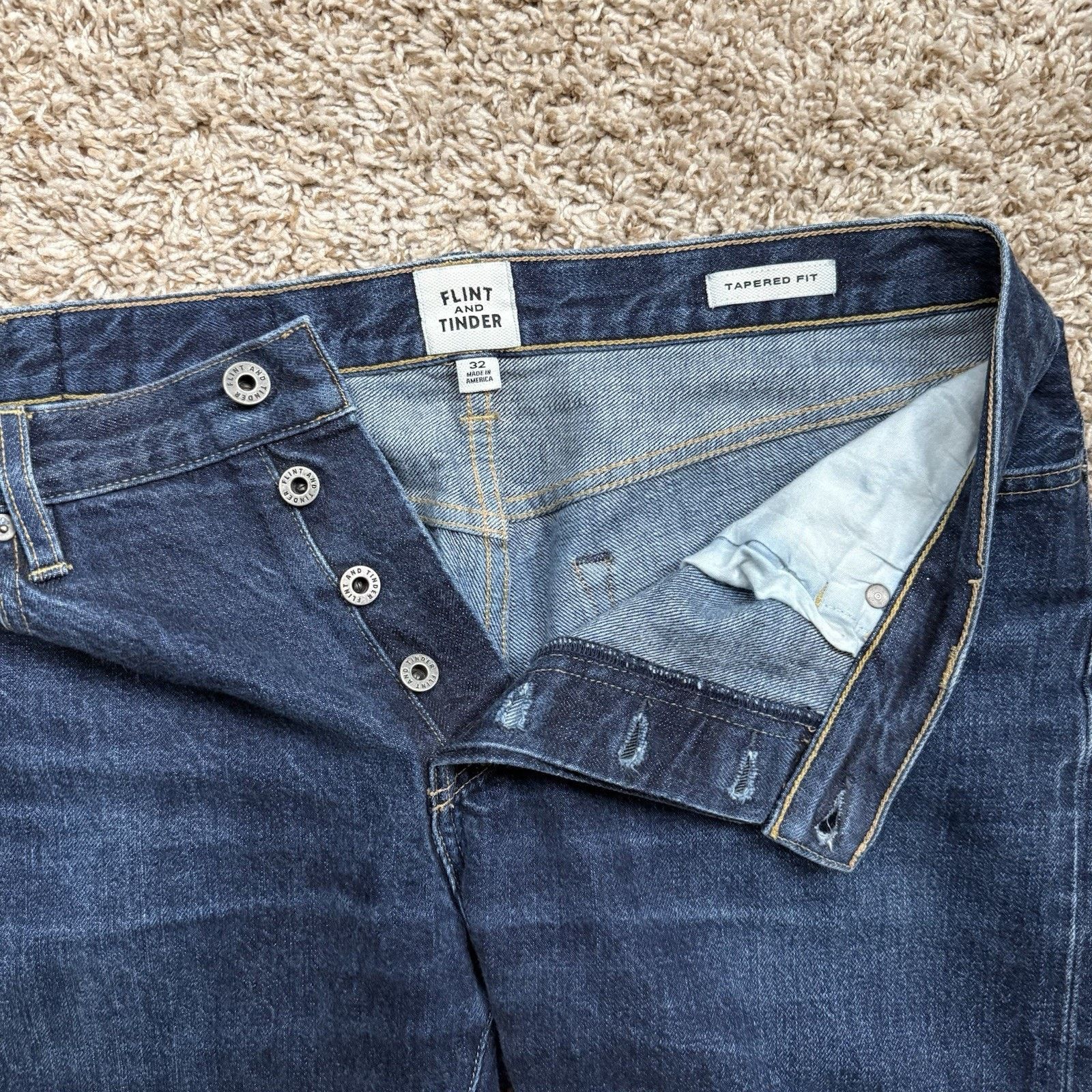 Flint And Tinder Flint And Tinder USA Selvedge Tapered Fit Denim Jeans Pants Size US 32 / EU 48 - 3 Thumbnail