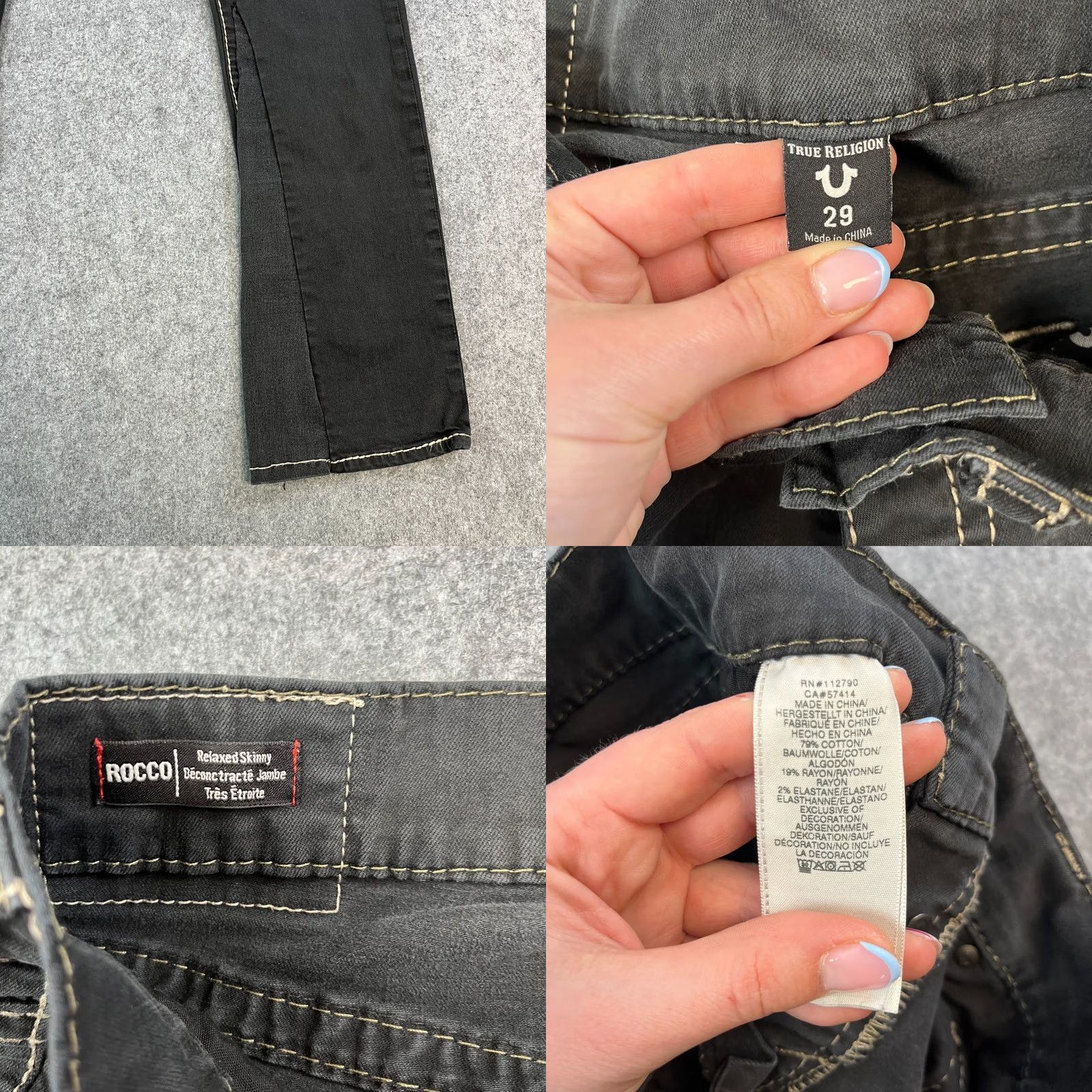 True Religion True Religion Jeans Slim Bootcut Womens 8 Denim Black 5-Pocket Design Leather Logo Button Zipper Regular Inside Leg 30in Vintage No Size 30" / US 8 / IT 44 - 8 Thumbnail