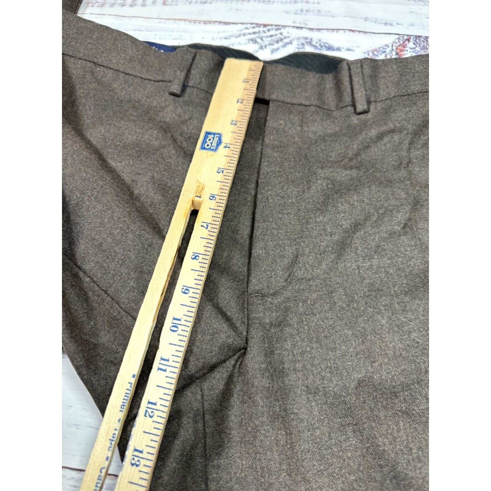 Lands' End Lands' End Mens Dress Pants Brown 38 Wool Blend Traditional Fit Flat Front 30.5in Inseam Pants Mens Size 38 Brown Dress Pants Size US 38 / EU 54 - 4 Thumbnail