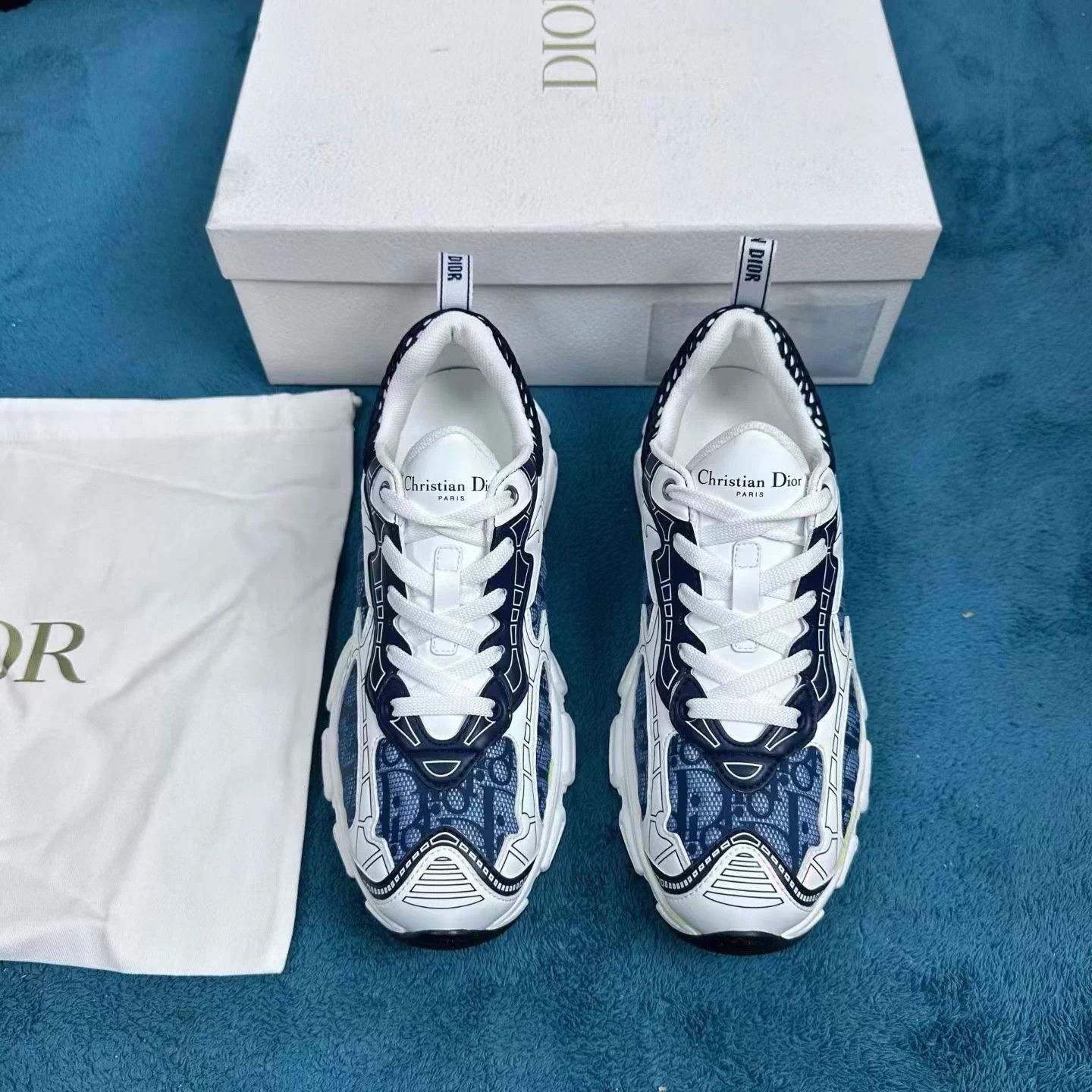 Dior Dior Vibe 25 New Oblique Low Top Sneakers Blue 38 Women's Size US 7 / IT 37 - 1 Thumbnail