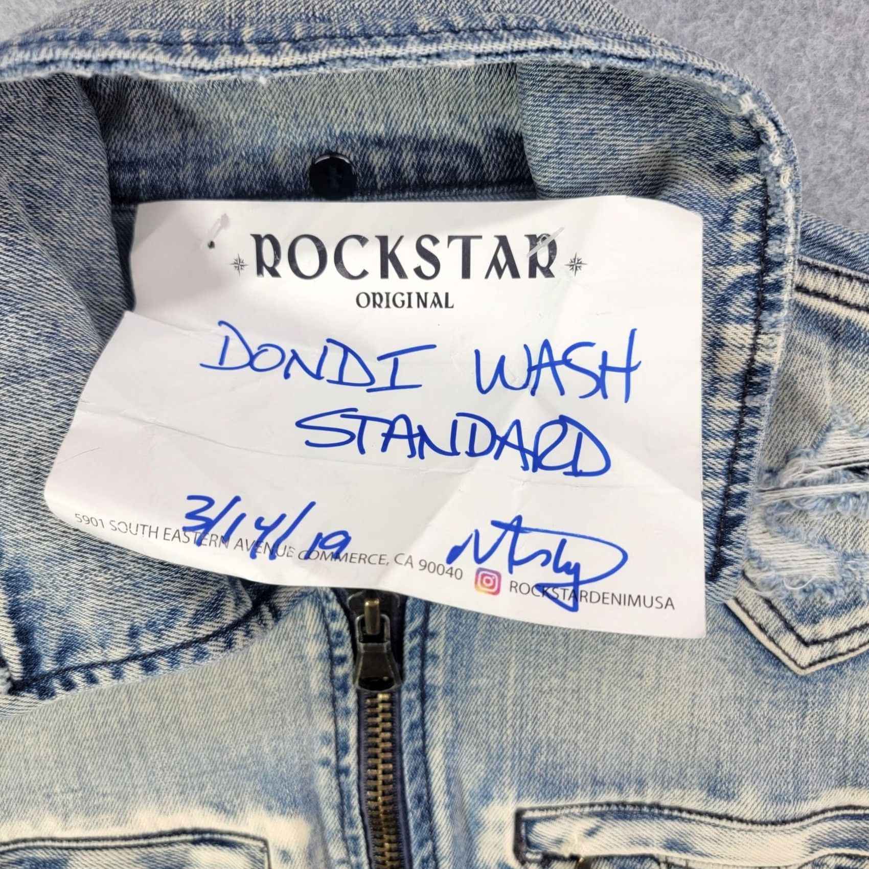 Vintage Rockstar Original Jacket Mens M Blue Denim Biker Zip Logo Dondi Wash Standard Size US M / EU 48-50 / 2 - 2 Thumbnail