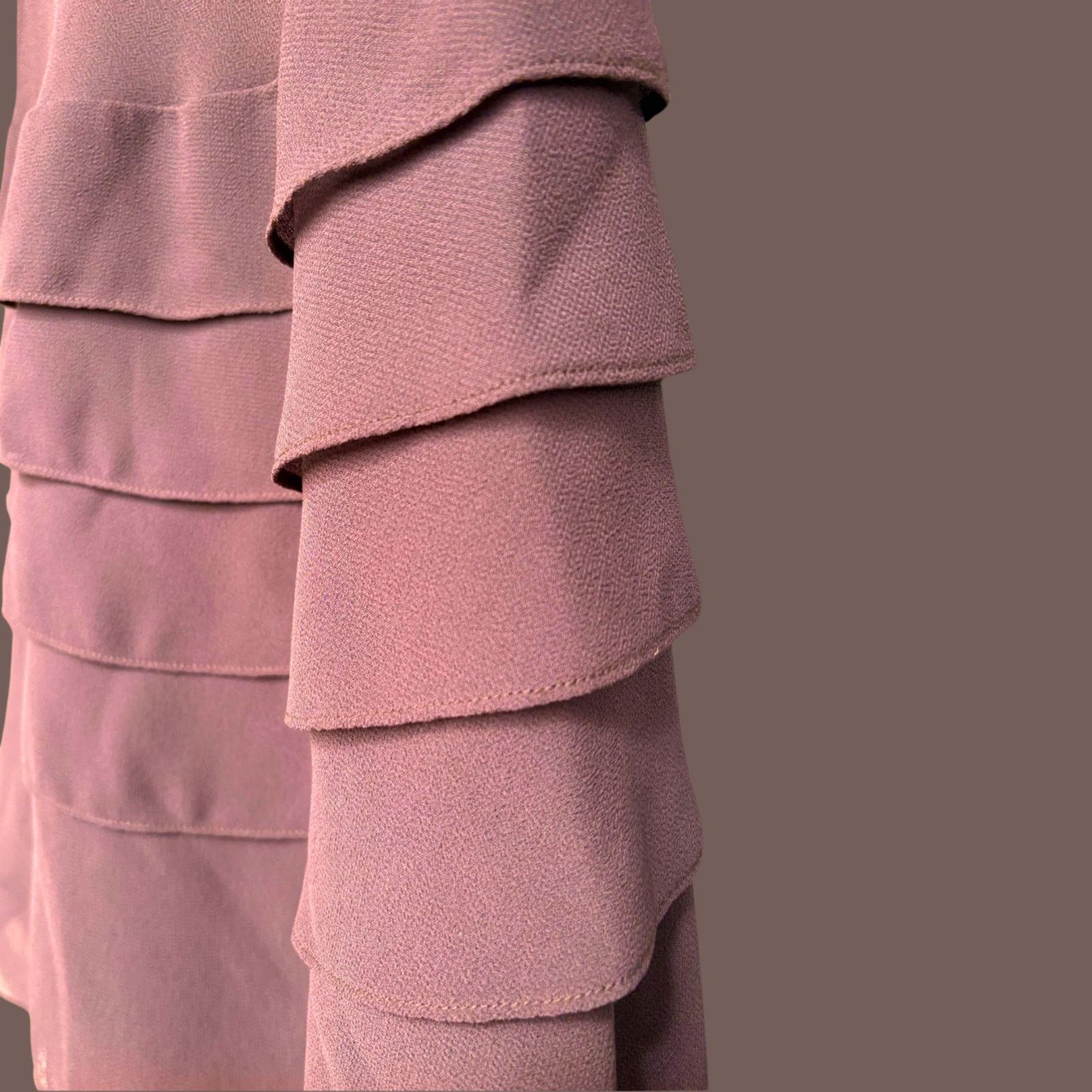 Joseph Ribkoff × Vintage VTG Sleeveless Dress | Joseph Ribkoff Brown Ruffle Hem | 90s Size M / US 6-8 / IT 42-44 - 2 Thumbnail