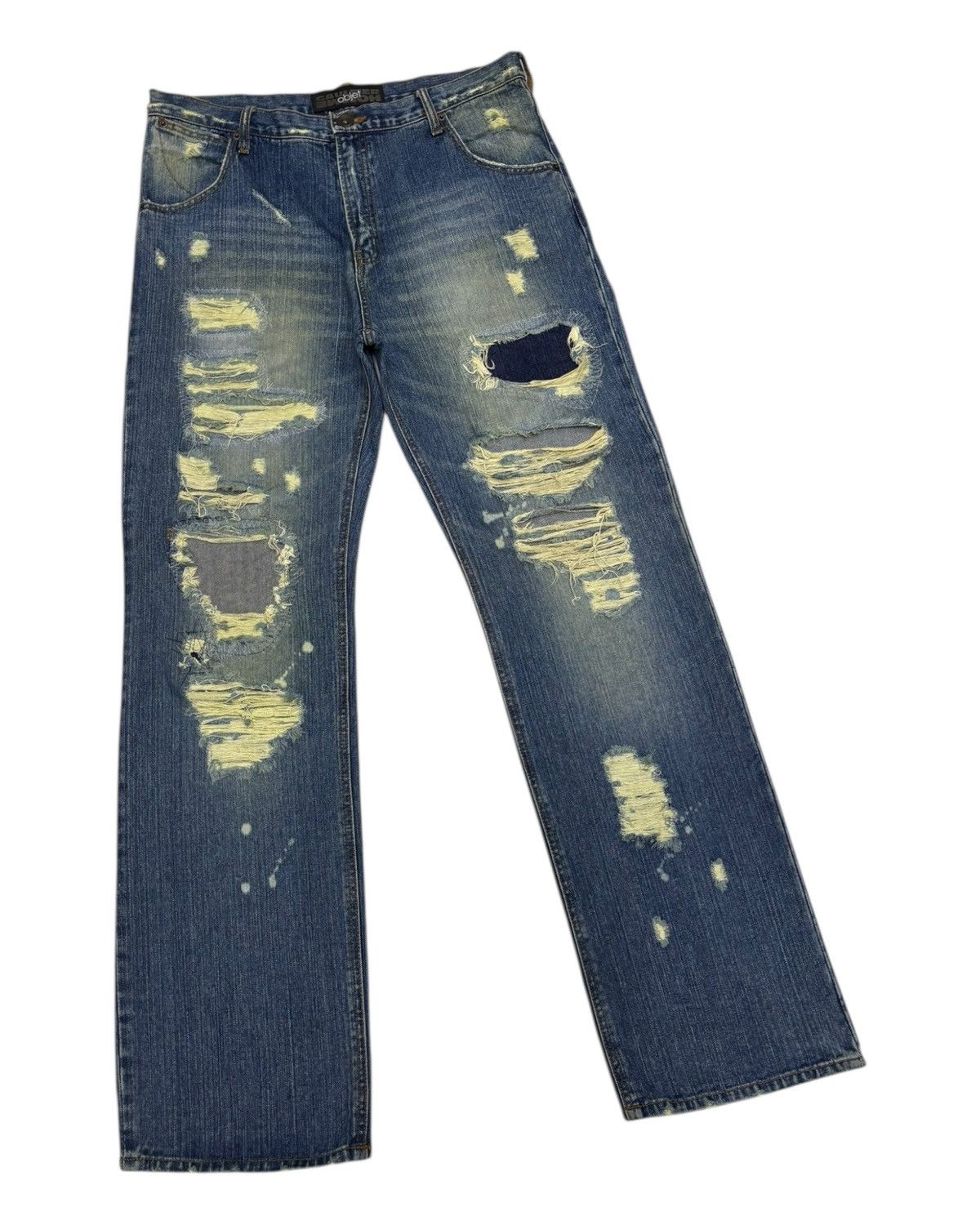 Gaultier Homme Objet × Jean Paul Gaultier GAULTIER HOMME OBJET BORO PATCHWORK CUSTOM MADE RIPPED JEANS Size US 34 / EU 50 - 5 Thumbnail