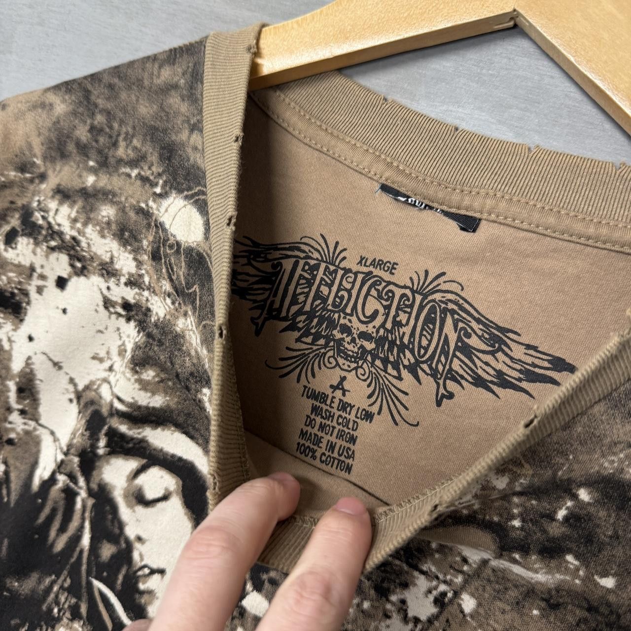 Affliction Y2K Rare Affliction Crazy Brown Splatter Shirt XL Size US XL / EU 56 / 4 - 3 Thumbnail