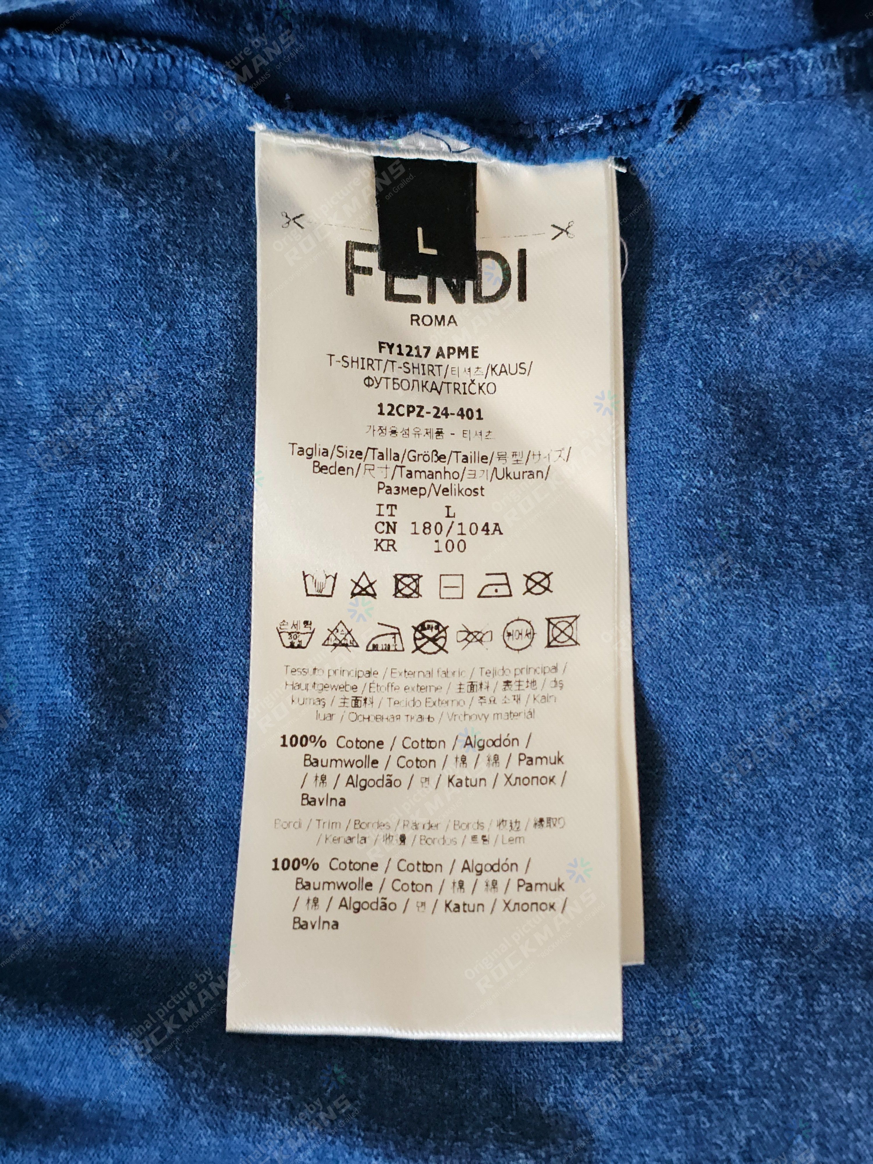 Fendi Fendi Silver Metal Logo Crew Oversize T-Shirt Size L Size US L / EU 52-54 / 3 - 7 Thumbnail