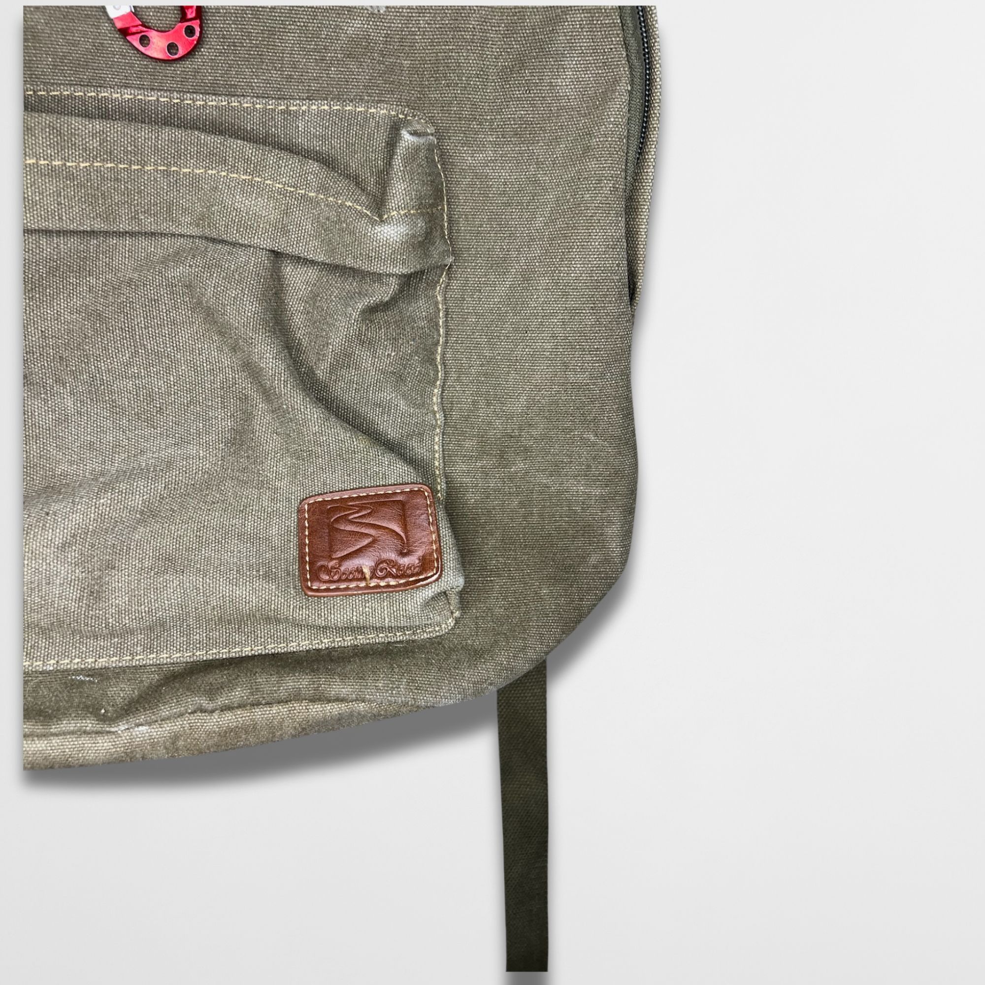 Other Olive Green Canvas Backpack With Front Pocket & Carabiner Cl Size ONE SIZE - 5 Thumbnail