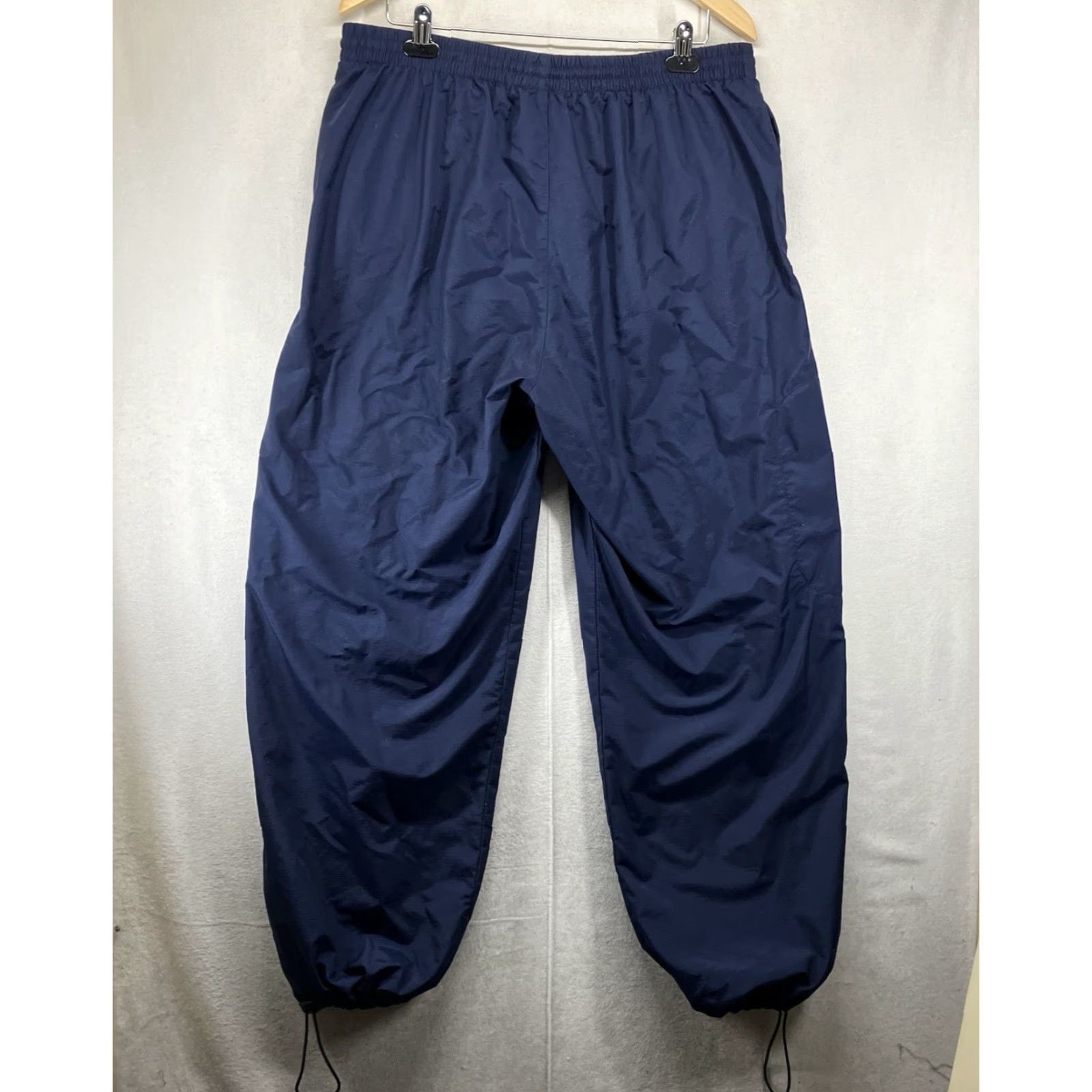 Nike VINTAGE Nike Mens XL Track Pants Navy Blue Yellow Swoosh Zip Ankle Baggy Tapered 90s Sports Logo Size US 36 / EU 52 - 2 Thumbnail