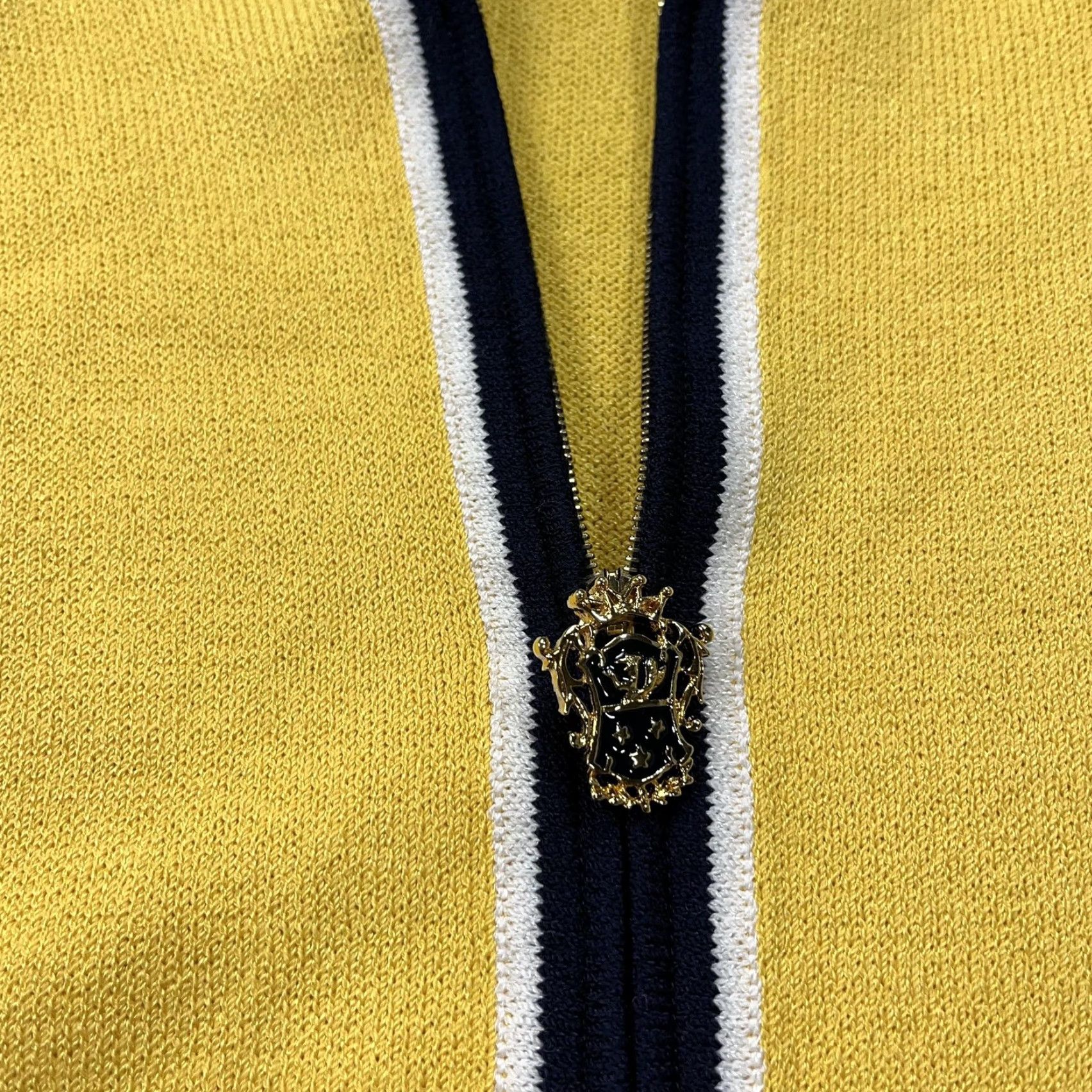 Vintage VINTAGE St John Collection Sweater Jacket Womens 10 Yellow Santana Full Zip Cardigan Knit Crew Neck Striped 80s 90s Designer Womens Size L / US 10 / IT 46 - 4 Thumbnail