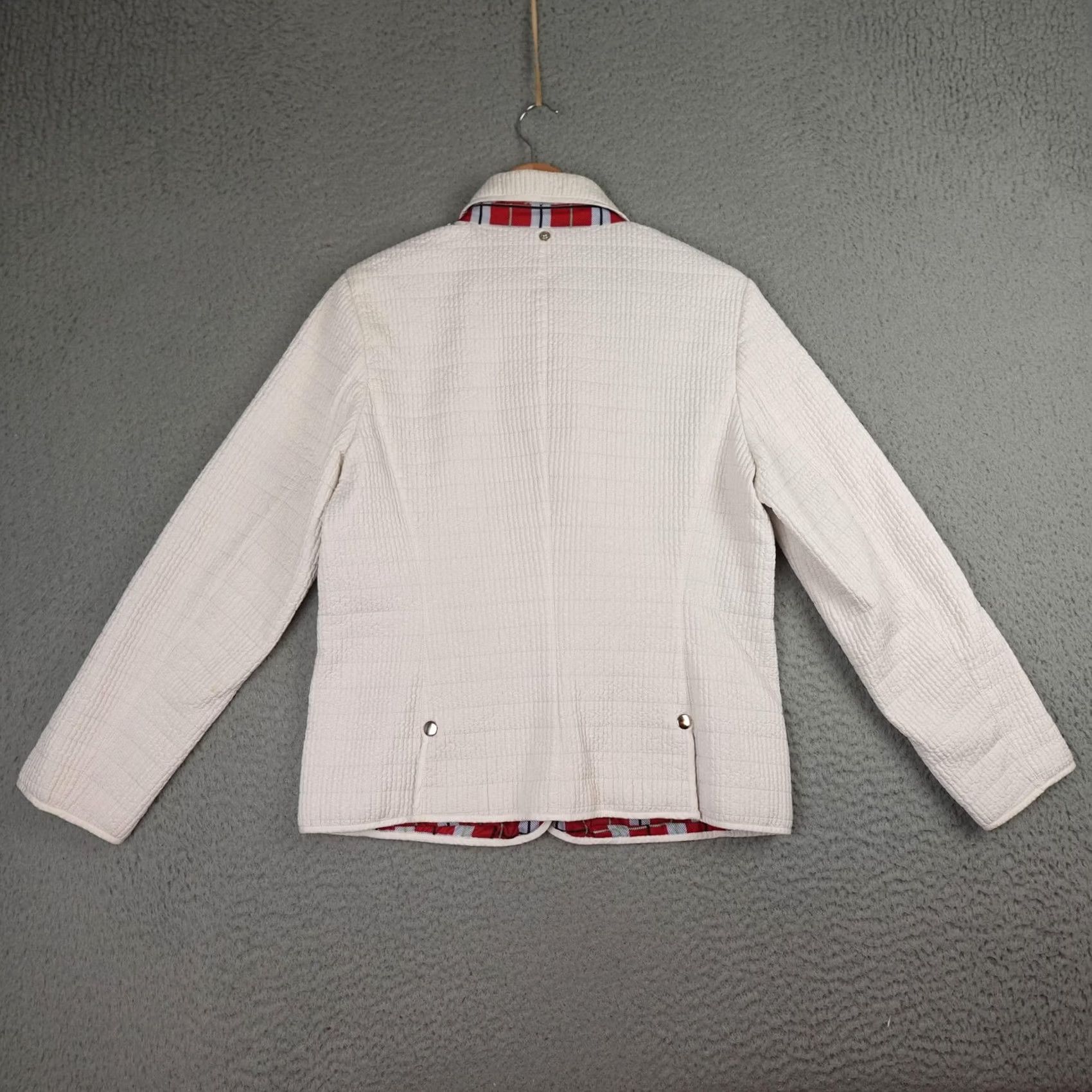 Pendleton Pendleton Womens Petite Medium White Quilted Plaid Lined Snap Jacket Blazer Size M / US 6-8 / IT 42-44 - 7 Thumbnail