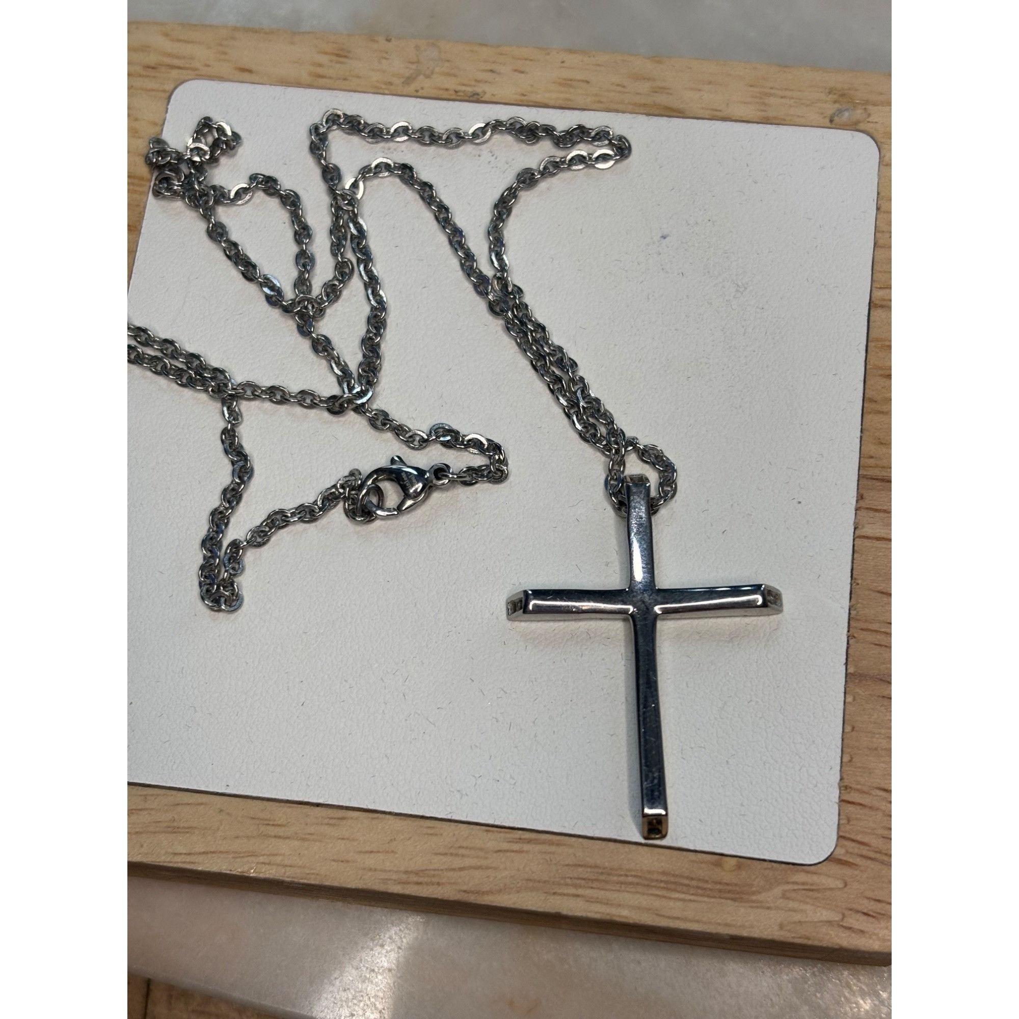 Other Stamped Chisel Sterling Silver Cross Pendant Necklace Size ONE SIZE - 6 Thumbnail