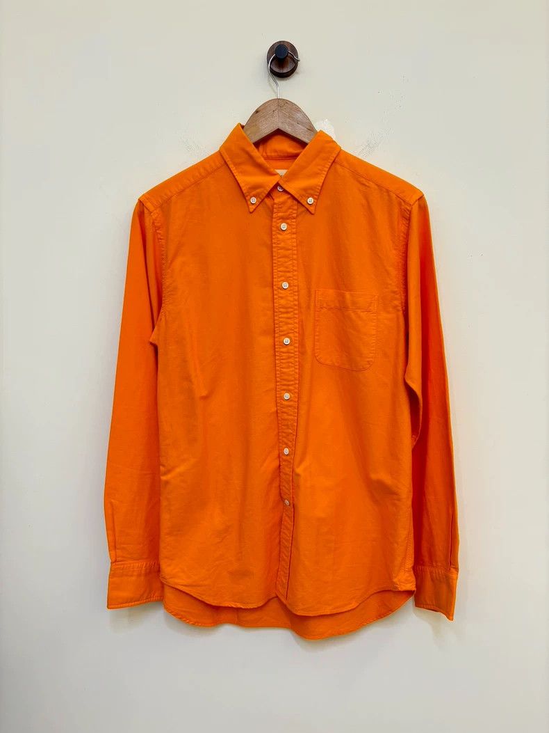 Slim Fit Orange Oxford Button-Up Shirt