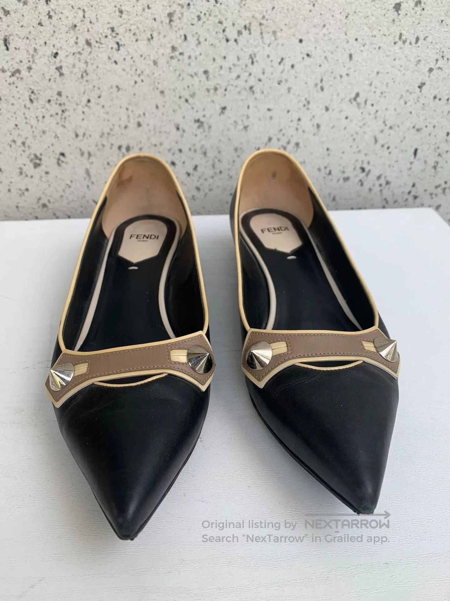 Fendi Fendi Black Pointed Toe Flat Shoes. Size US 6 / IT 36 - 1 Thumbnail