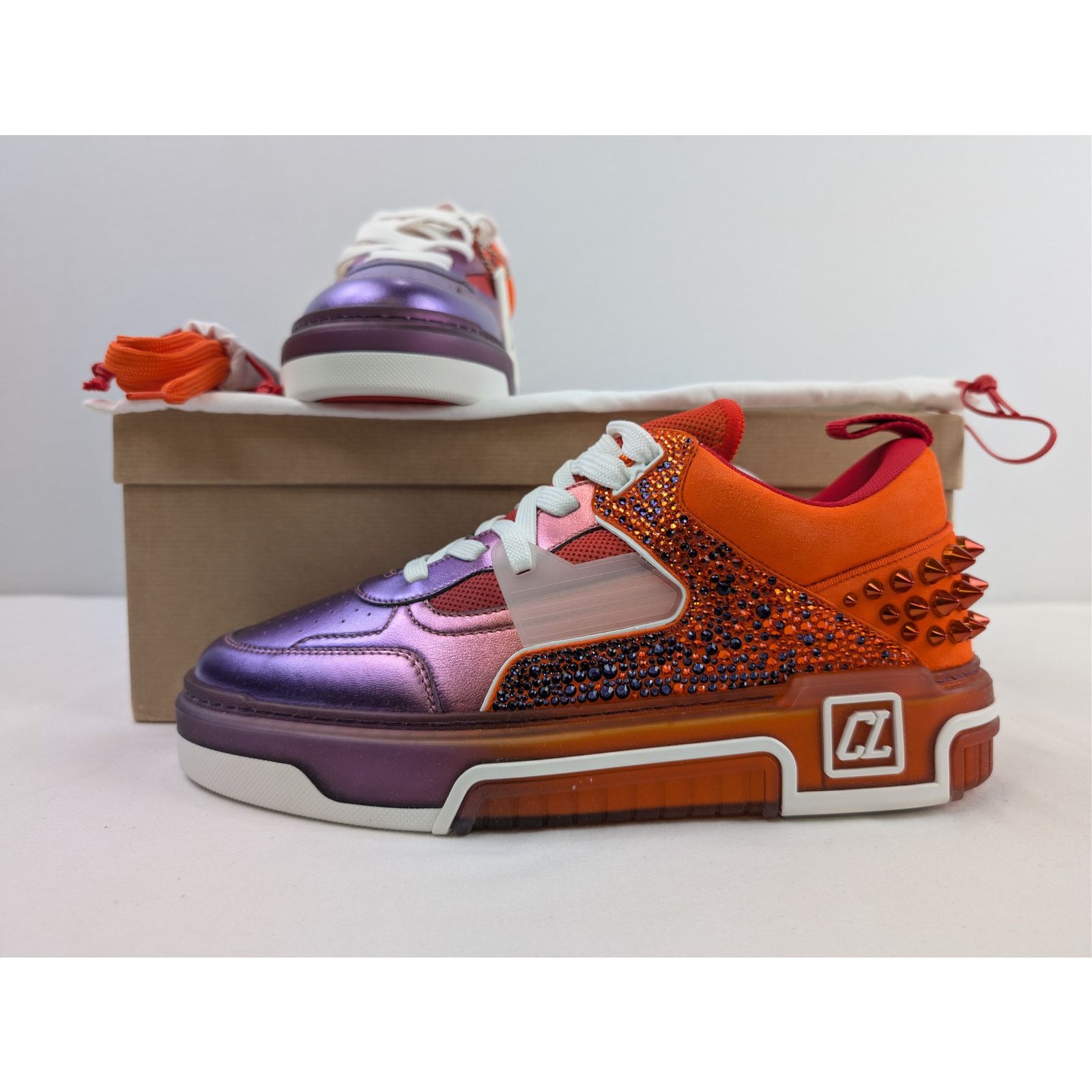 Christian Louboutin o1rshd1 Astroloubi Strass SB Flat Shoe Sneakers Multicolor Size US 12.5 / EU 45-46 - 21 Thumbnail