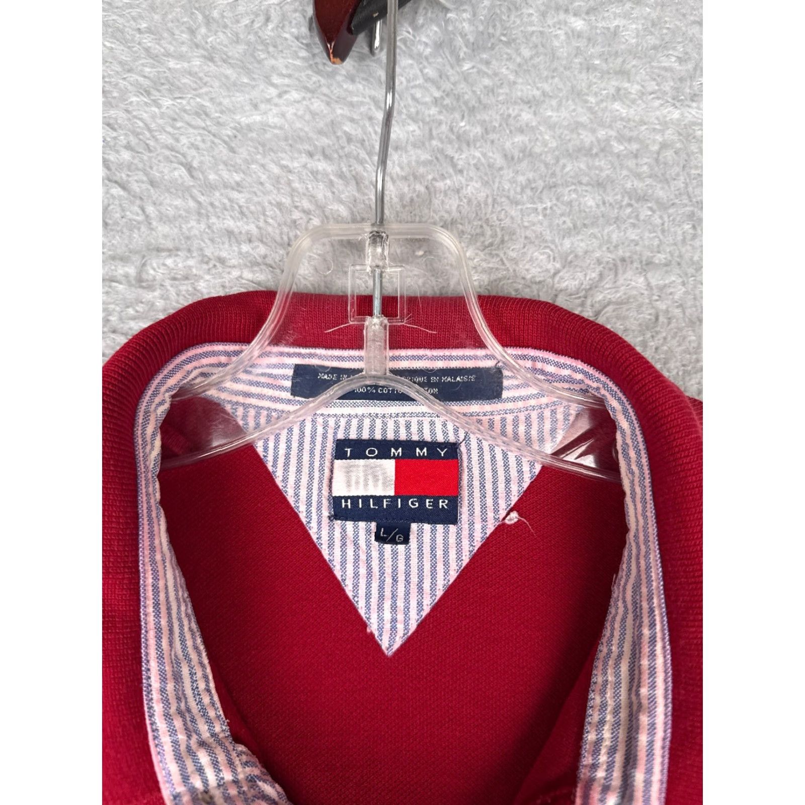 Tommy Hilfiger Tommy Hilfiger Polo Shirt Men Adult Large Red 100% Cotton Short Sleeve Jersey Crest Polo Shirt Modern American Sports Mens Size US L / EU 52-54 / 3 - 7 Thumbnail