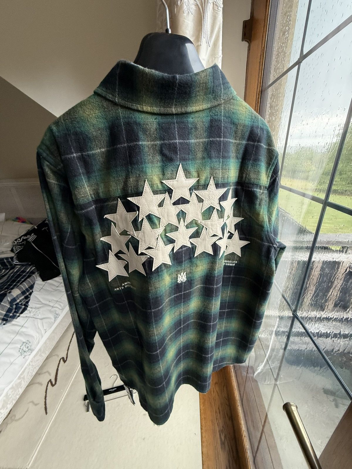 Amiri $990 Amiri leather star patch green flannel check shirt 48 Size US M / EU 48-50 / 2 - 20 Thumbnail