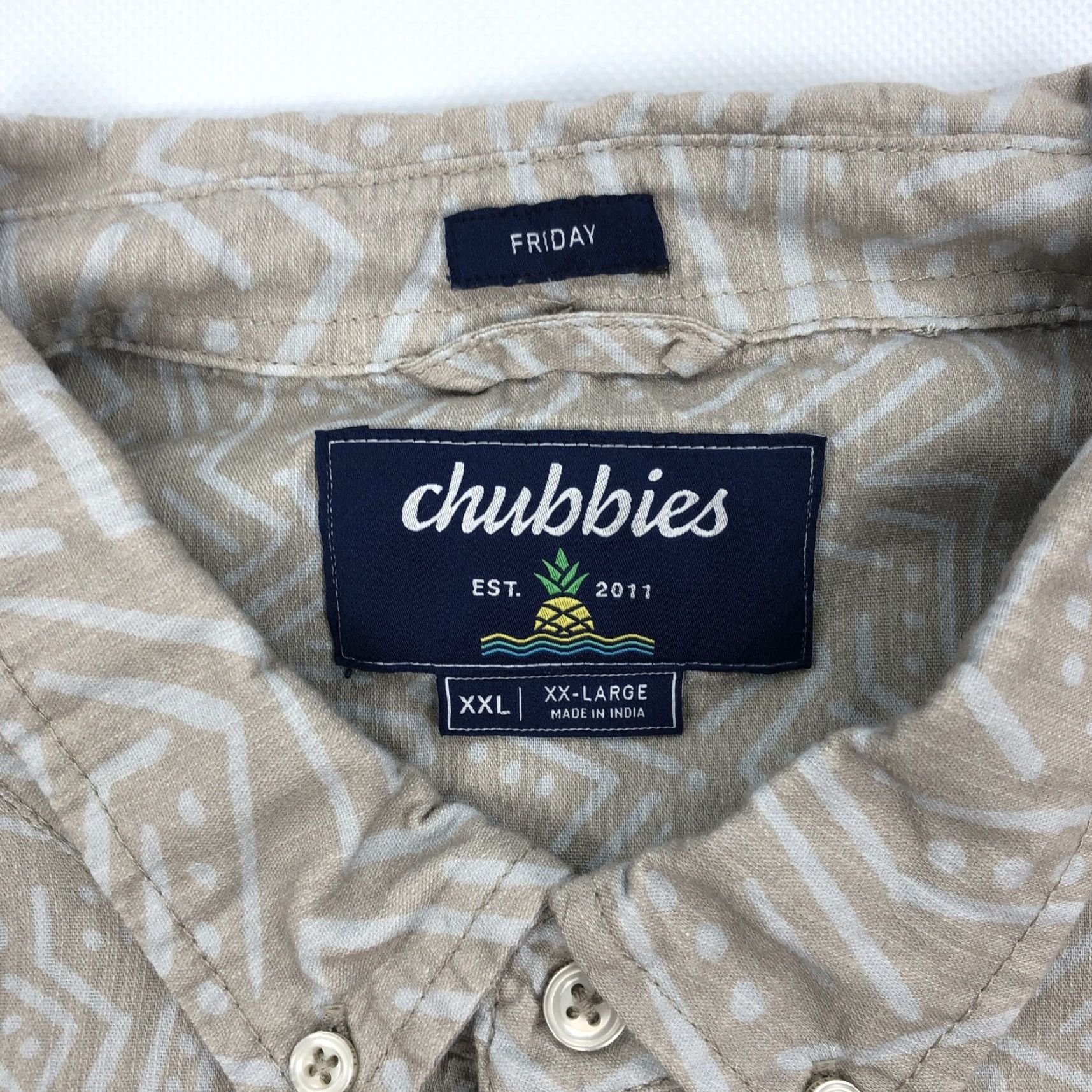 Chubbies Chubbies Shirt XXL Beige Tan Abstract Pattern Button-Down Collar Short Sleeve Chest Pocket Size US XXL / EU 58 / 5 - 4 Thumbnail