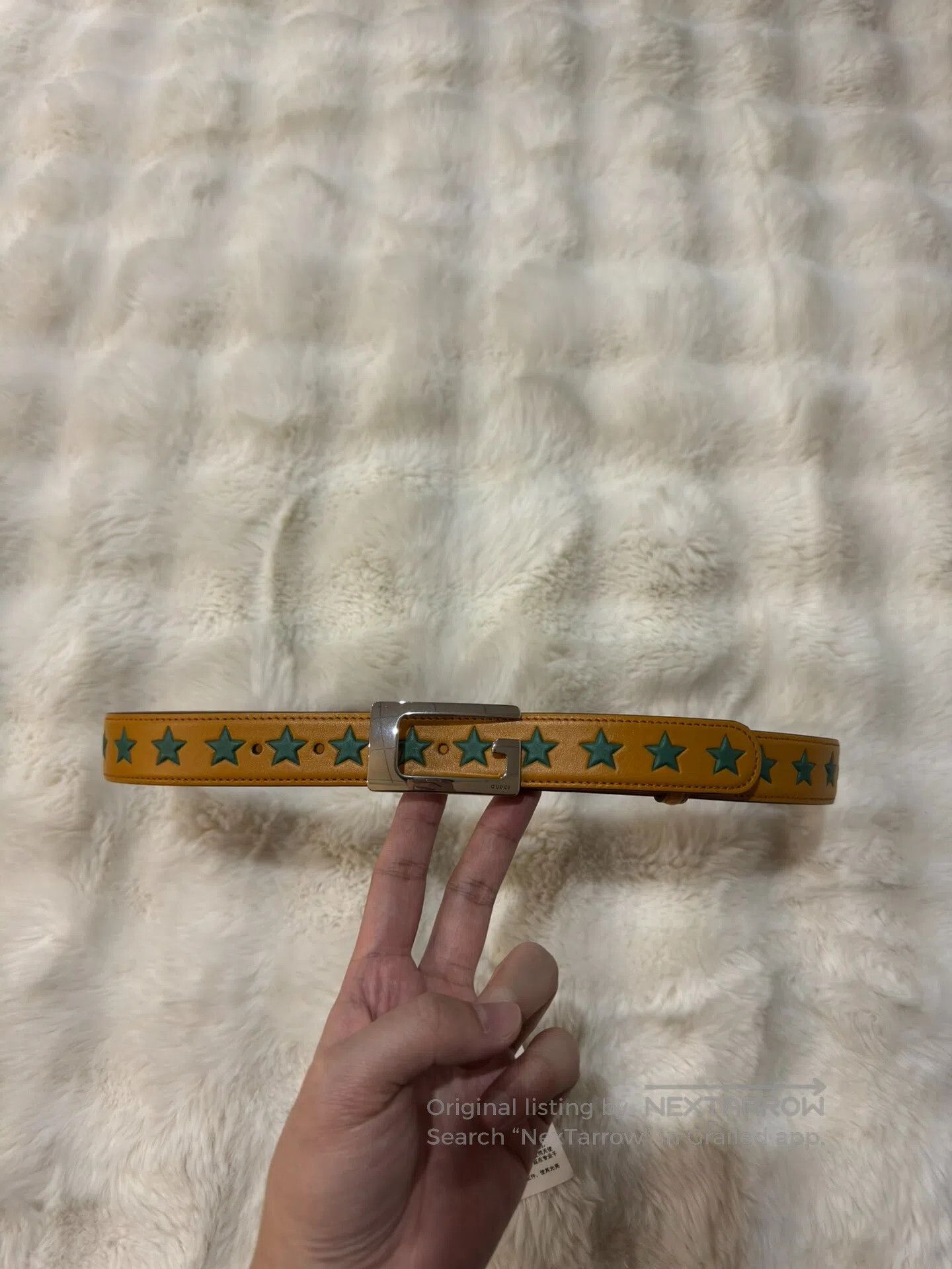 Gucci Guicci size 85 Star Silver Buckle Belt| Size ONE SIZE - 1 Thumbnail