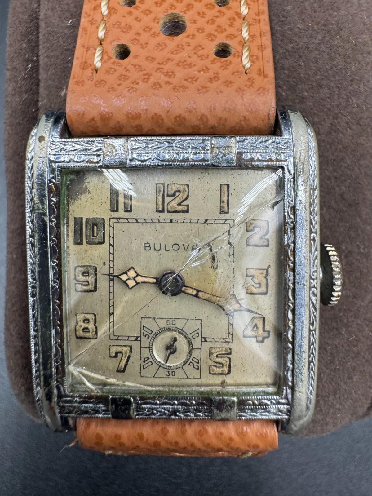 Bulova Vintage 1930s Bulova Engraved Tank Pat Jan 11 1927 17J Swiss Size ONE SIZE - 3 Thumbnail