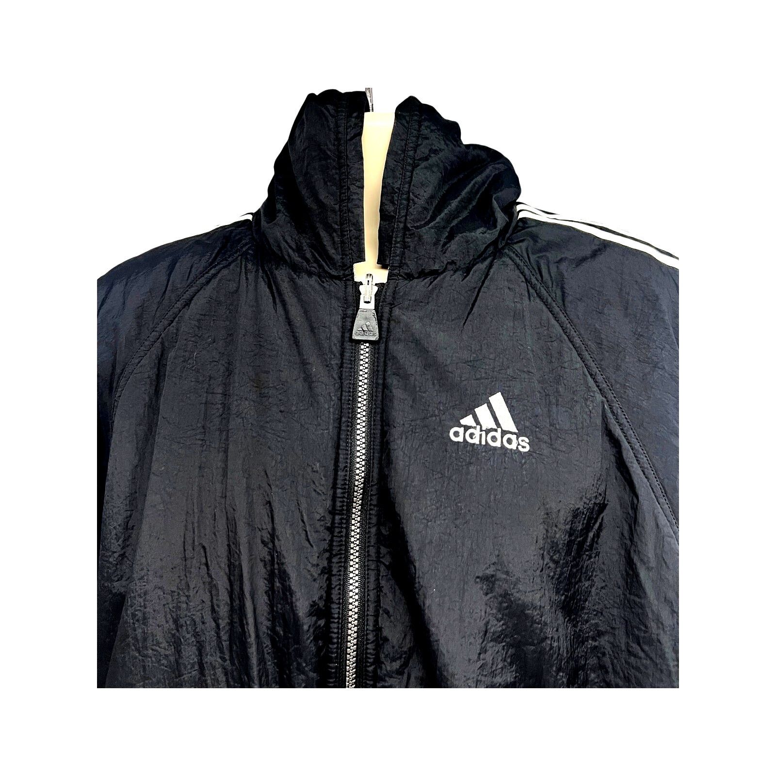 Adidas Adidas Black Trefoil Spellout Hood Reversible 90s Jacket L Size US L / EU 52-54 / 3 - 4 Thumbnail