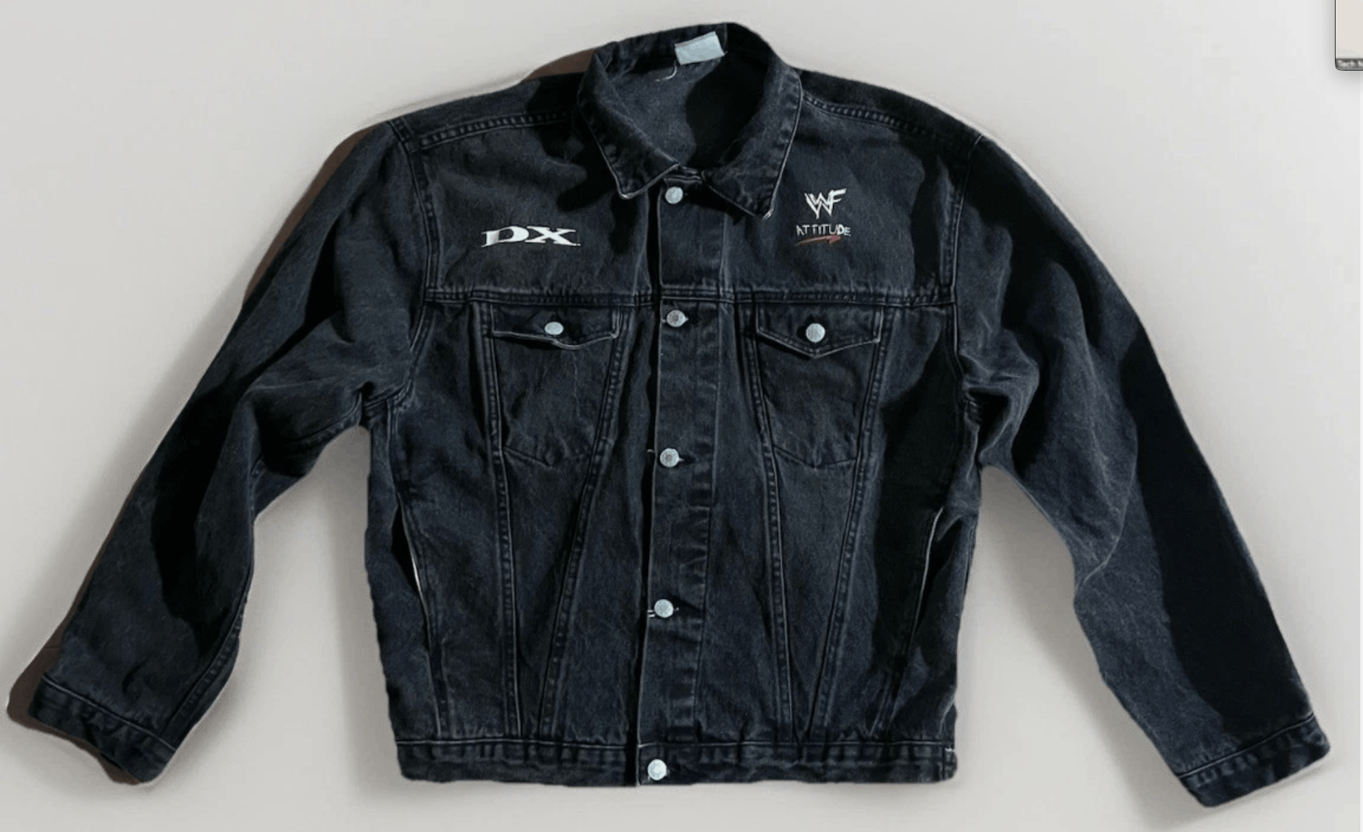 WWF WWF 1998 Degeneration X Black Denim Jacket Sz 90s Size US S / EU 44-46 / 1 - 2 Thumbnail