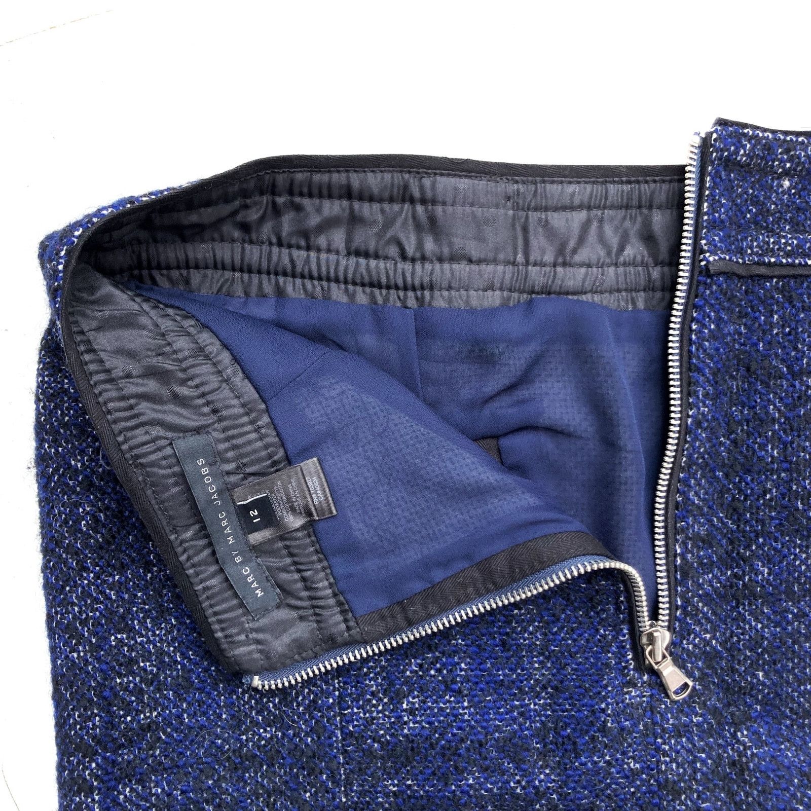 Marc Jacobs Marc by Marc Jacobs Y2K Indigo Wool Moto Zip Skirt Sz 12 Size 34" / US 12 / IT 48 - 17 Thumbnail