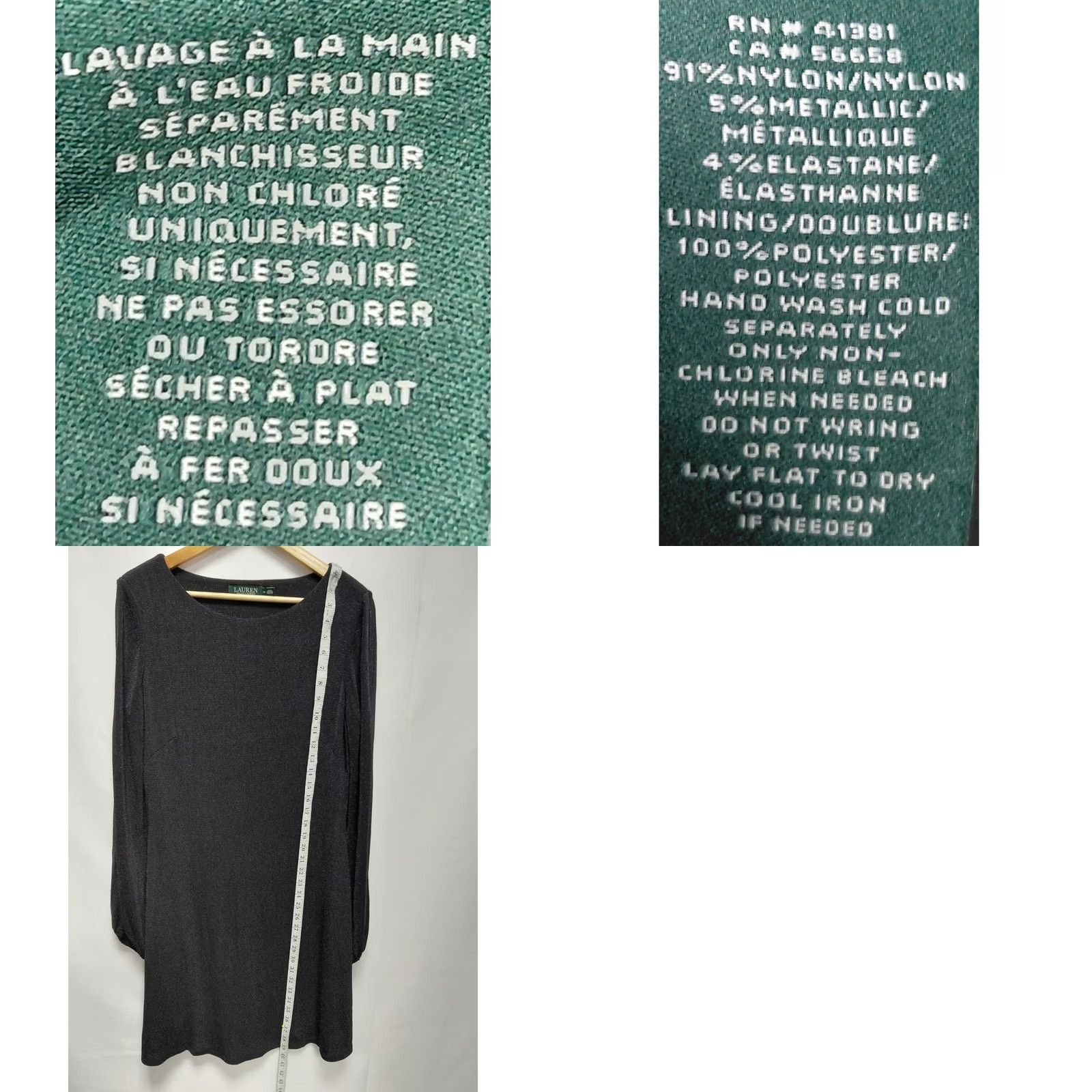 Ralph Lauren LAUREN RALPH LAUREN Black Knit Dress Solid Long Sleeve Knee Length Women Size 14 Size XL / US 12-14 / IT 48-50 - 8 Thumbnail