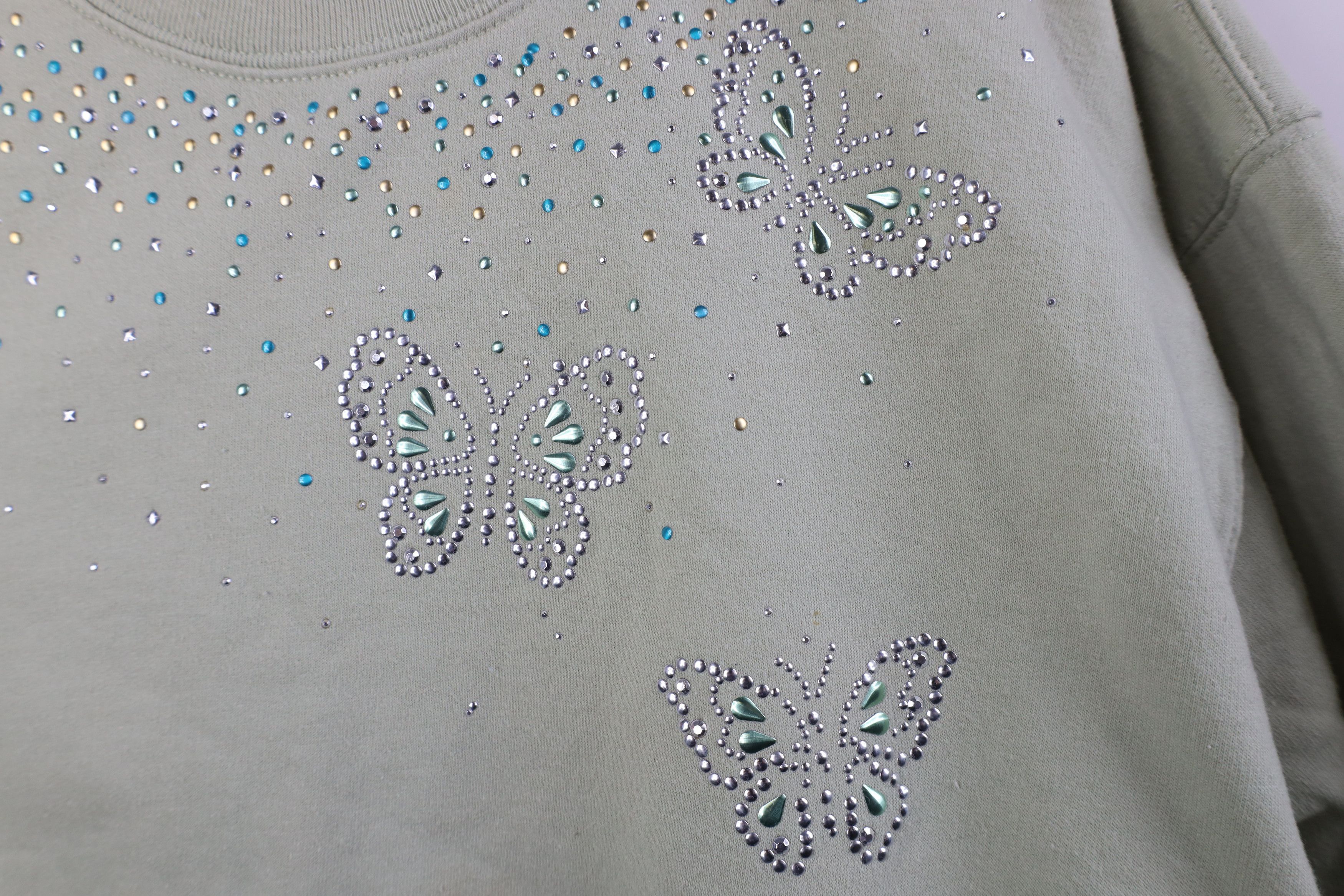 Vintage Vintage 90s Y2K Streetwear Butterfly Nature Sweatshirt Green Size XL / US 12-14 / IT 48-50 - 5 Thumbnail
