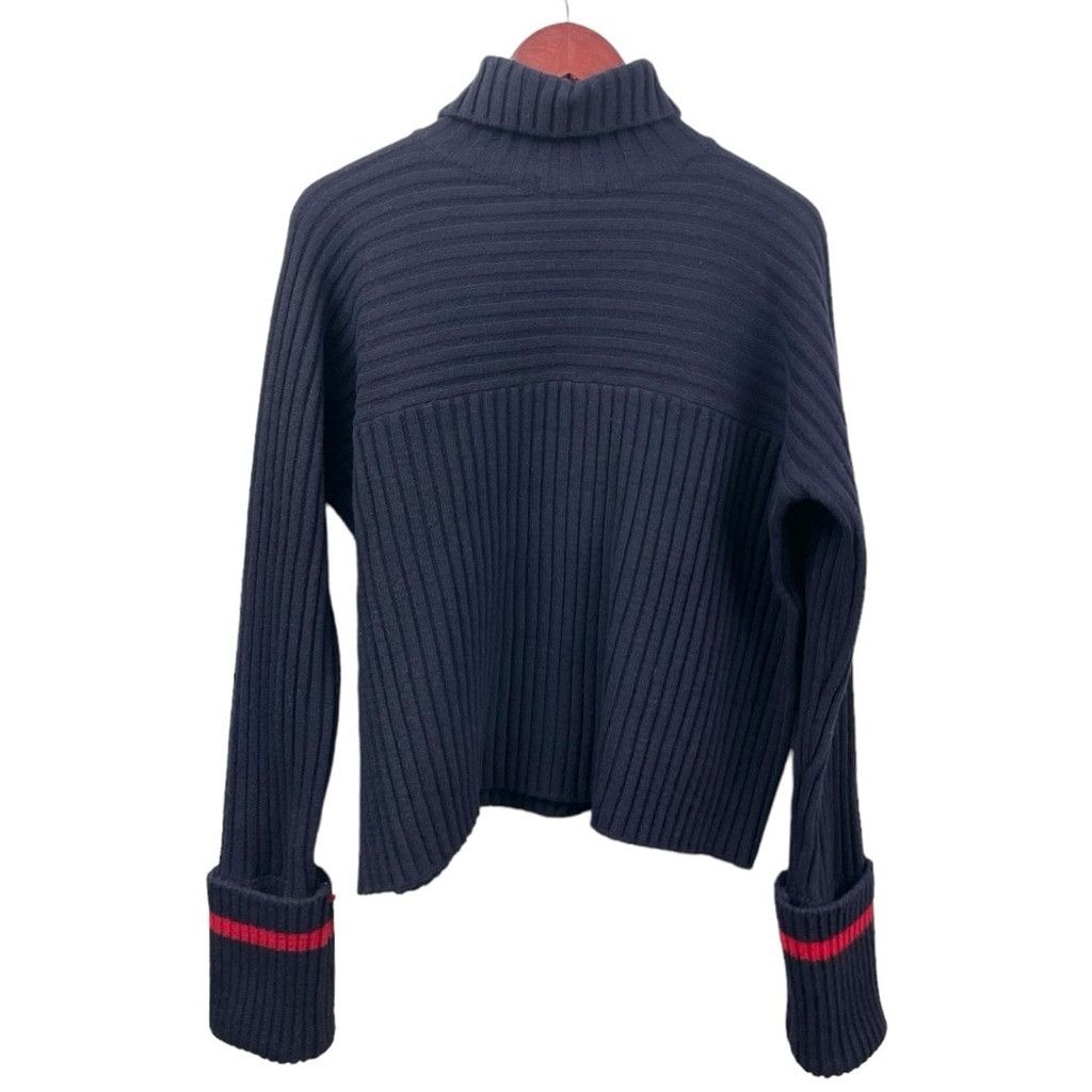 Oak + Fort NEW OAK+ FORT Chunky Blue Wool Ribbed Sweater Size OS Size ONE SIZE - 3 Thumbnail