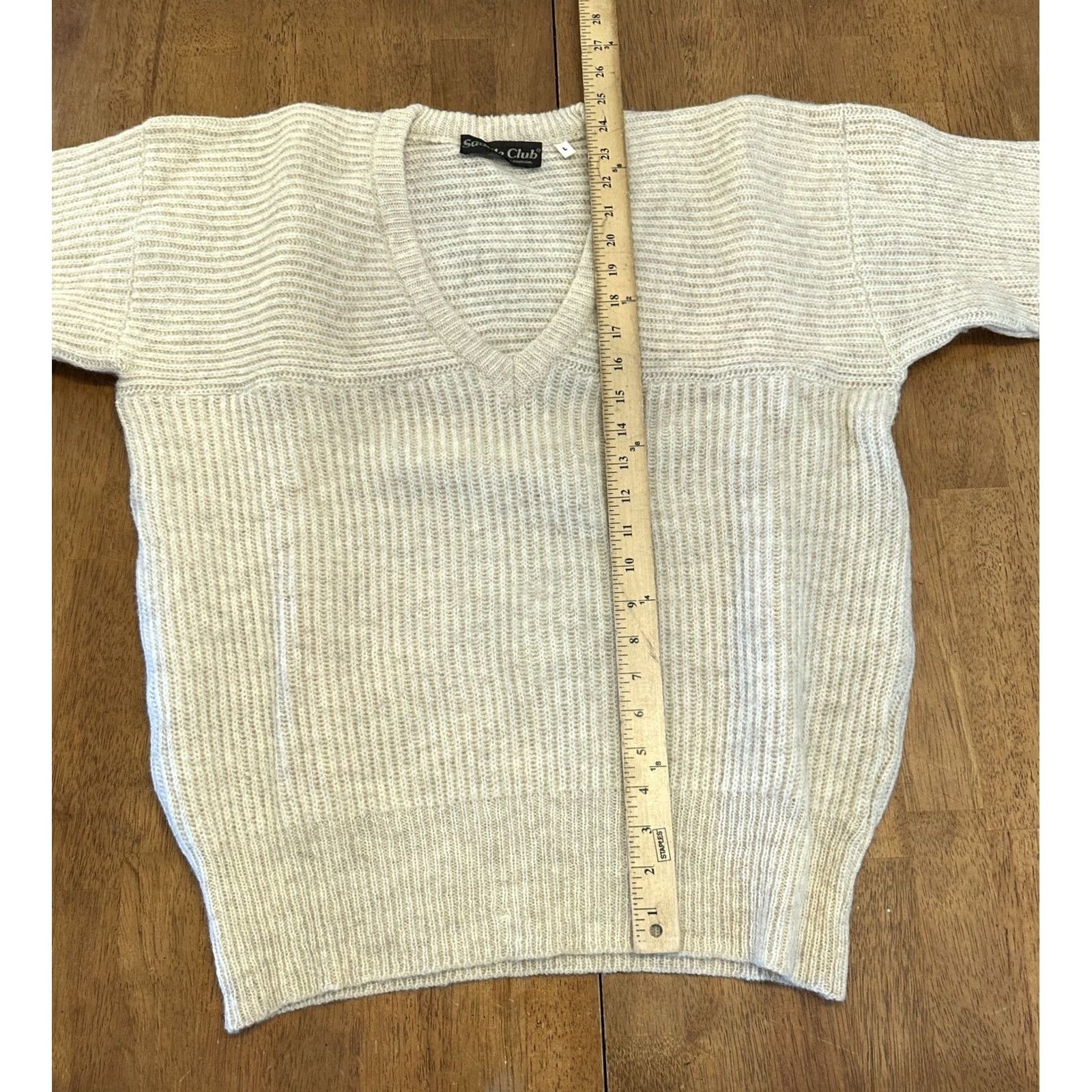 Vintage VINTAGE Saddle Club Portugal Wool Sweater L Beige Cable-Knit V-Neck Mens Size US L / EU 52-54 / 3 - 5 Thumbnail