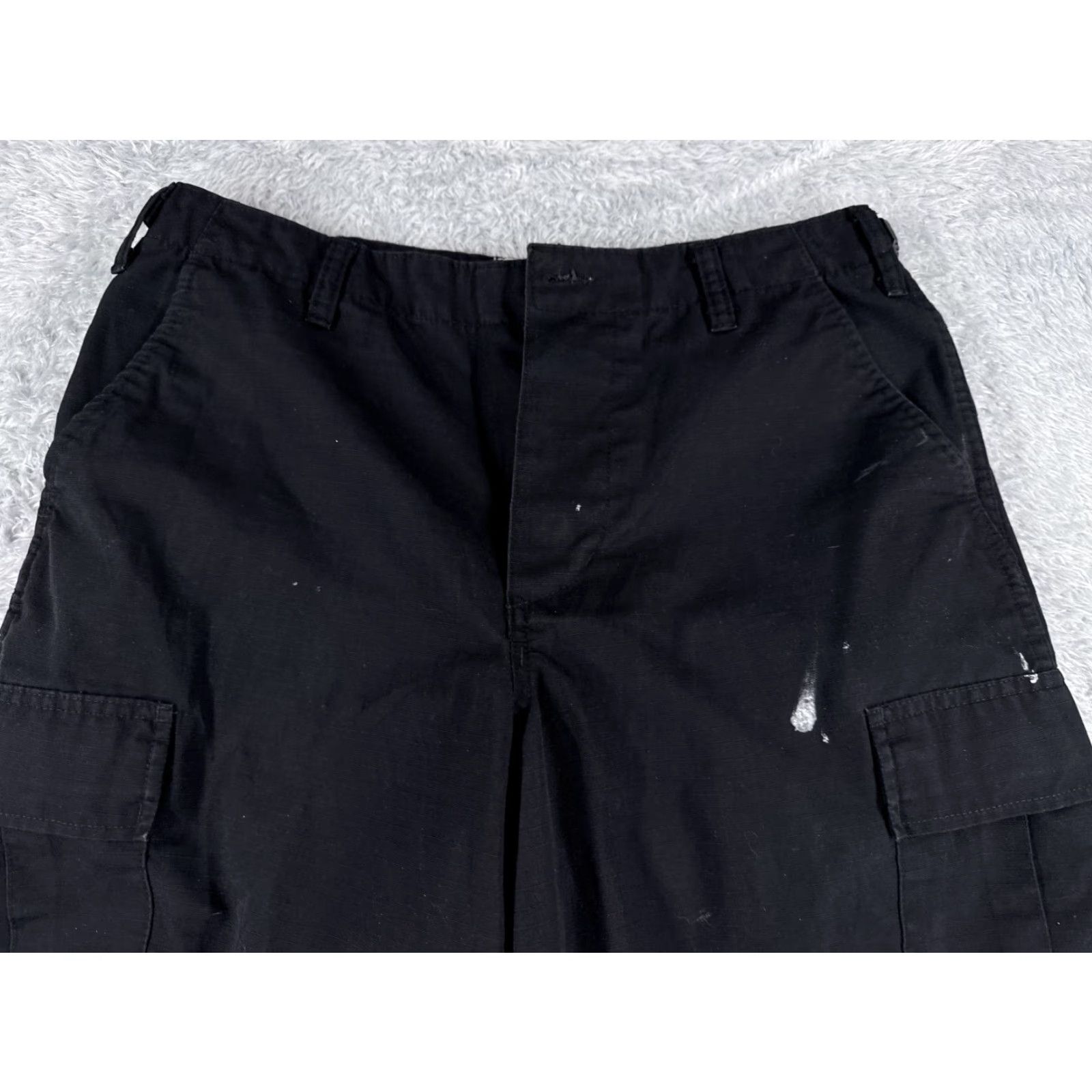 Vintage Galls Cargo Pants Mens Regular Black Cotton Canvas Cargo Pocket Relaxed Straight 30in Inseam 34in Waist Baggy Workwear Military Style Trousers Size US 31 - 4 Thumbnail