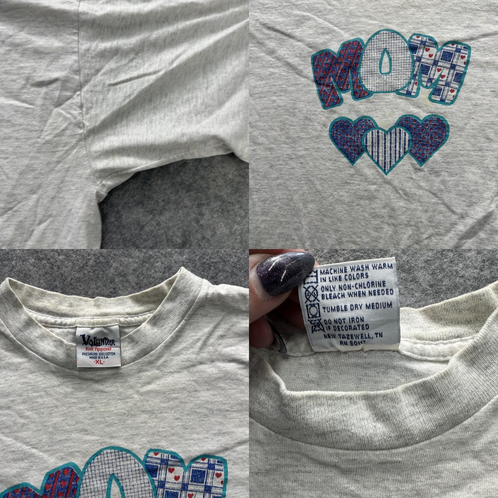 Vintage VINTAGE Volunteer Knit Apparel Mom Shirt Womens XL Gray T-Shirt Crew Neck Short Sleeve 100% Cotton Heart Vintage 90s Womens Size XL / US 12-14 / IT 48-50 - 8 Thumbnail