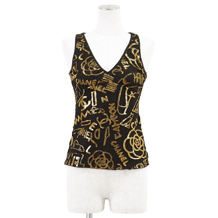 Chanel Chanel Chanel Knit Tulle Tank Top Textile Tops P61889 DUTY FREE for USA Size ONE SIZE - 1 Thumbnail