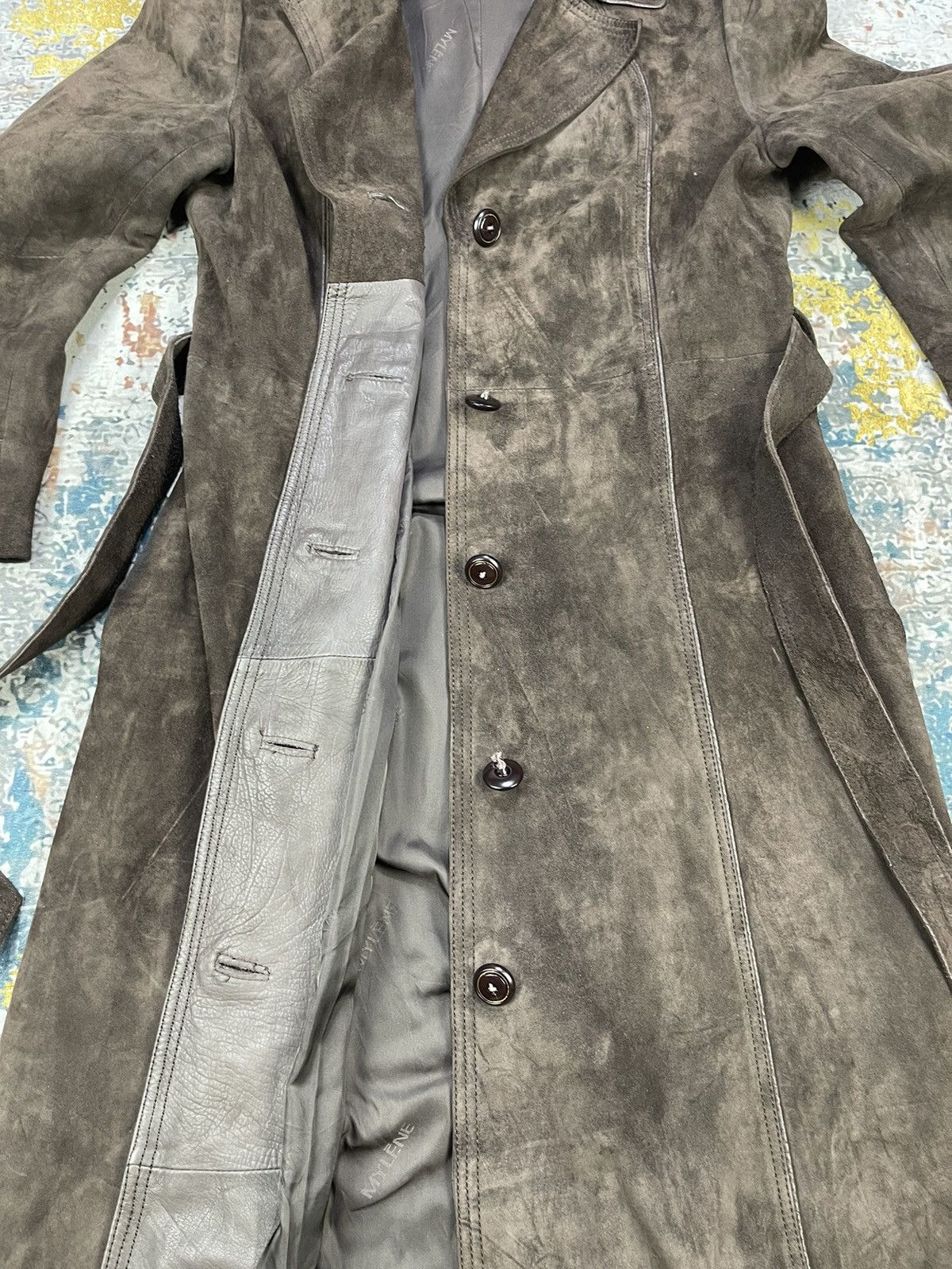 Genuine Leather Mylene Cowhide Suede Brown Trench Coat Size S / US 4 / IT 40 - 6 Thumbnail