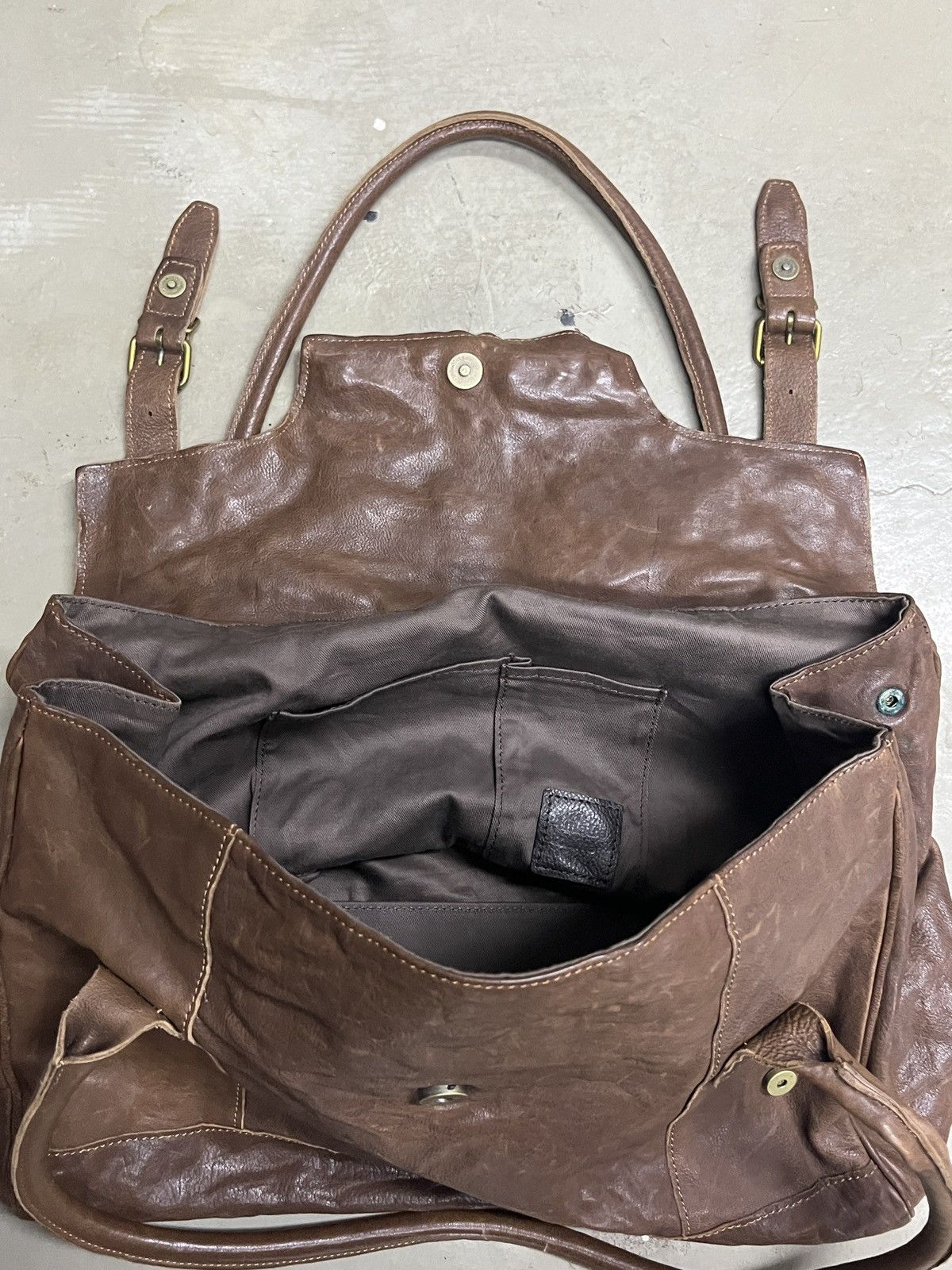 Leather Leather Birkin Japanese Brand 1 Metre Carre Cowhide Bag Size ONE SIZE - 9 Thumbnail