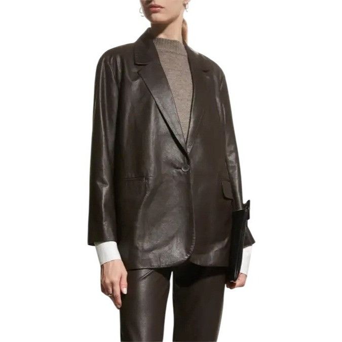 Brochu Walker Brochu Walker The Farley Single-Button Vegan Leather Blazer Size M / US 6-8 / IT 42-44 - 3 Thumbnail