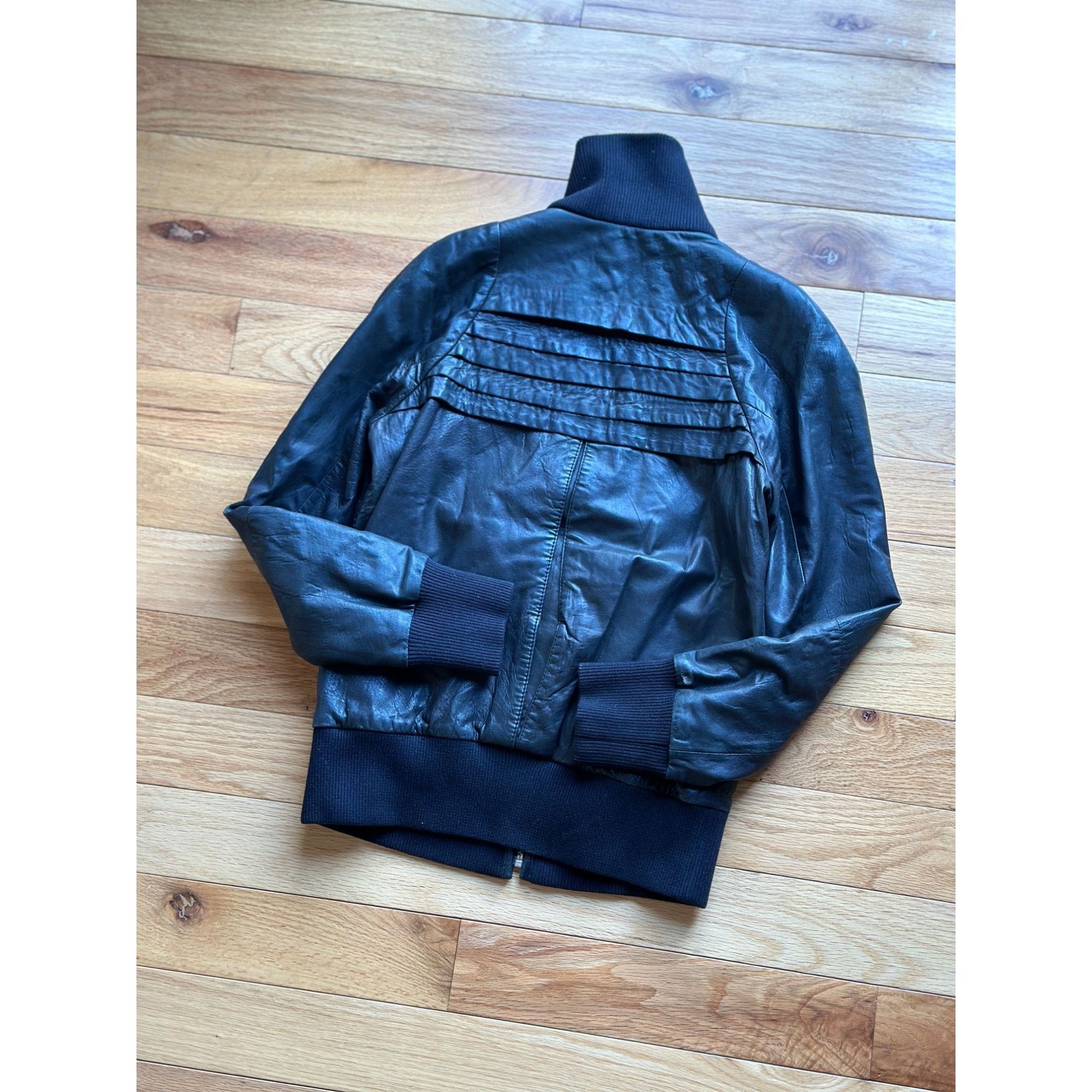 Diesel DIESEL BLACK LAMB LEATHER MOTO ZIP UP JACKET PLEATED DETAIL Size M / US 6-8 / IT 42-44 - 6 Thumbnail