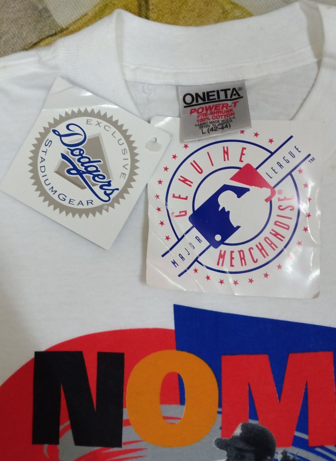 MLB Vintage 90s NOS Hideo Nomo "The Tornado" LA Dodgers T-shirt Size US L / EU 52-54 / 3 - 13 Thumbnail