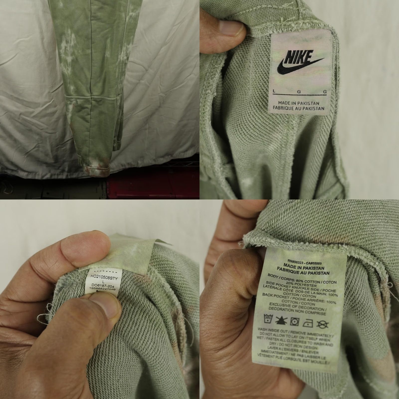 Nike Nike Sportswear Pants Mens Large Green Tie Dye Fleece Sweatpants DO6187-204 Size US 33 - 9 Thumbnail