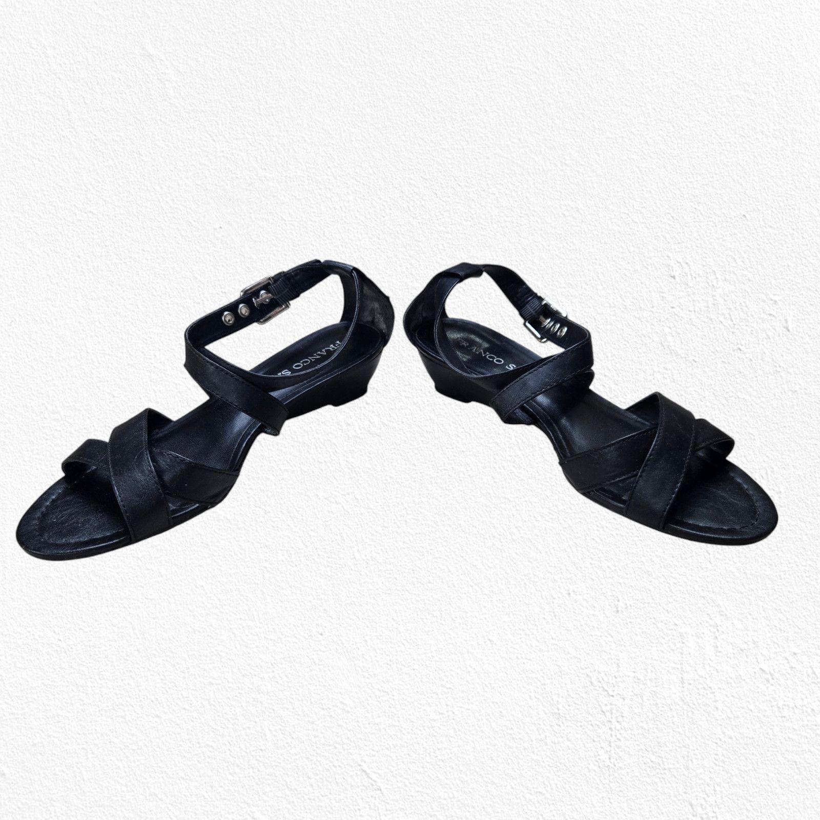 Franco Sarto Franco Sarto Black Strappy Open Toe Wedge Sandals Size 7 Size US 7 / IT 37 - 3 Thumbnail