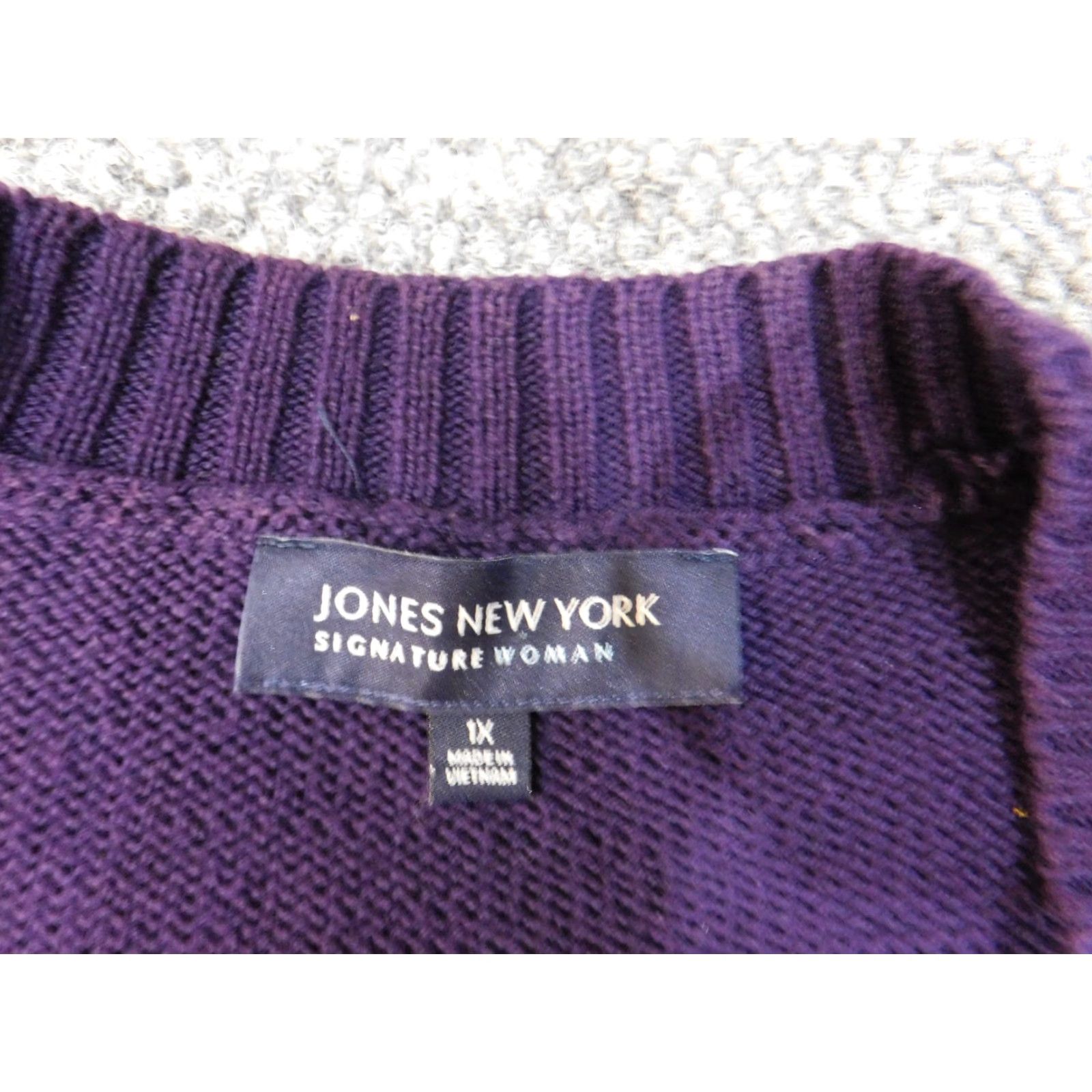 Jones New York Jones New York Sweater 1X Womens Purple Cotton Knit Pullover V-Neck Long Sleeve Stretch Logo Classic Size XL / US 12-14 / IT 48-50 - 6 Thumbnail