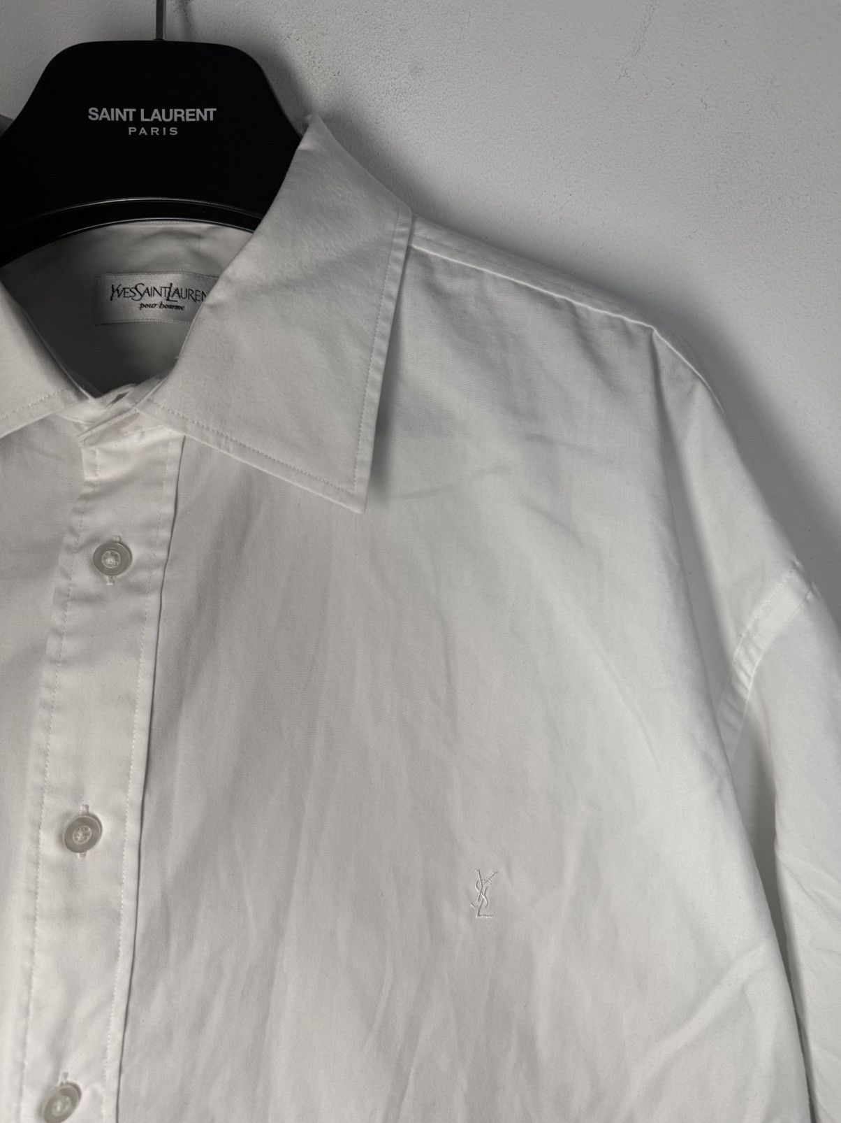 Yves Saint Laurent White YSL Shirt Dress Button Up Classic Logo Size US XXL / EU 58 / 5 - 3 Thumbnail