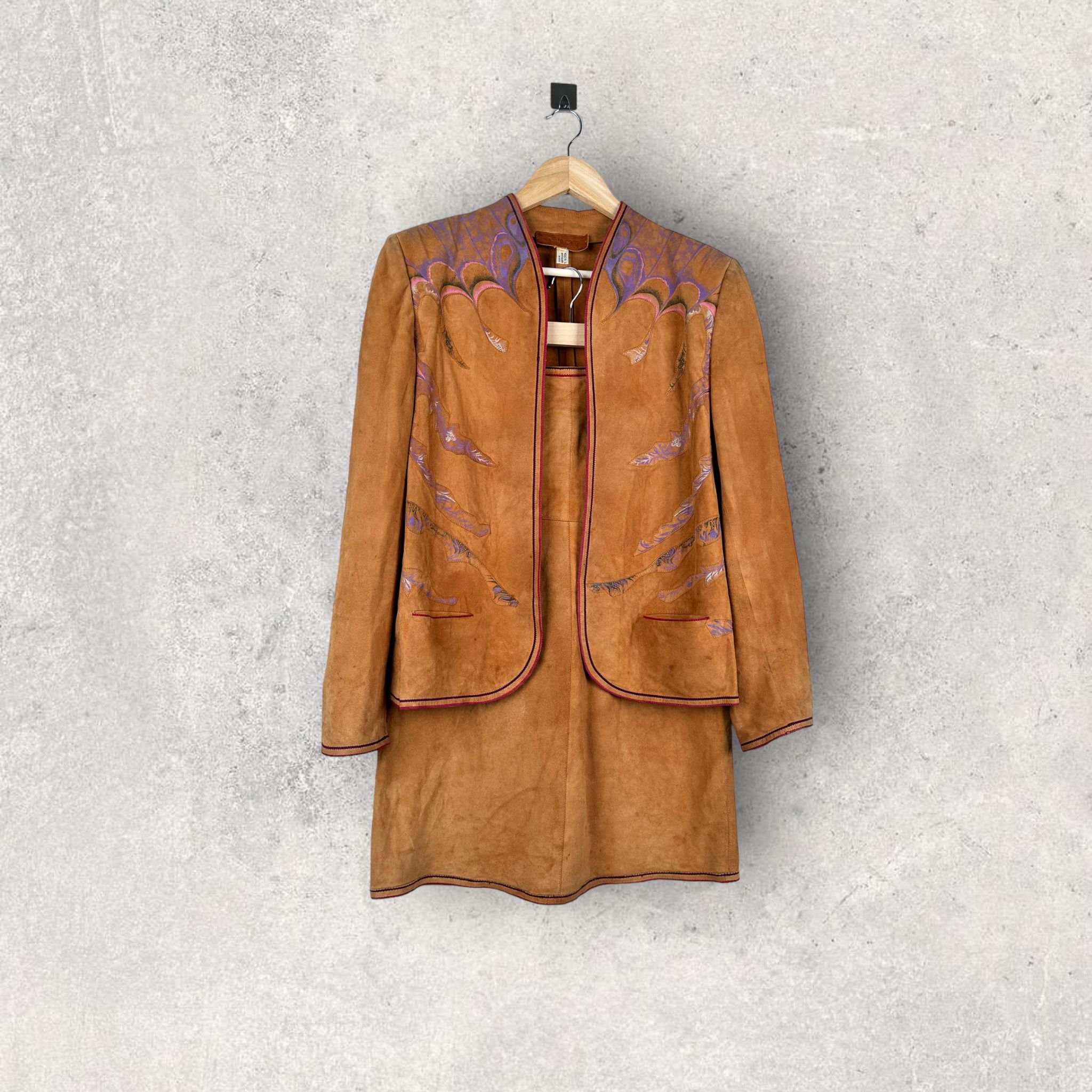 image of Archival Clothing x Roberto Cavalli Women's Vintage 1980S Roberto Cavalli Leather Suit in Brown (Si