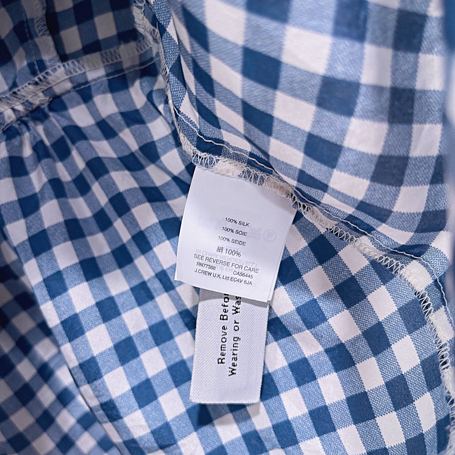 J.Crew J CREW 100% Silk Gingham Ruffle Hem Peplum Top Blue White 0 Size XS / US 0-2 / IT 36-38 - 6 Thumbnail